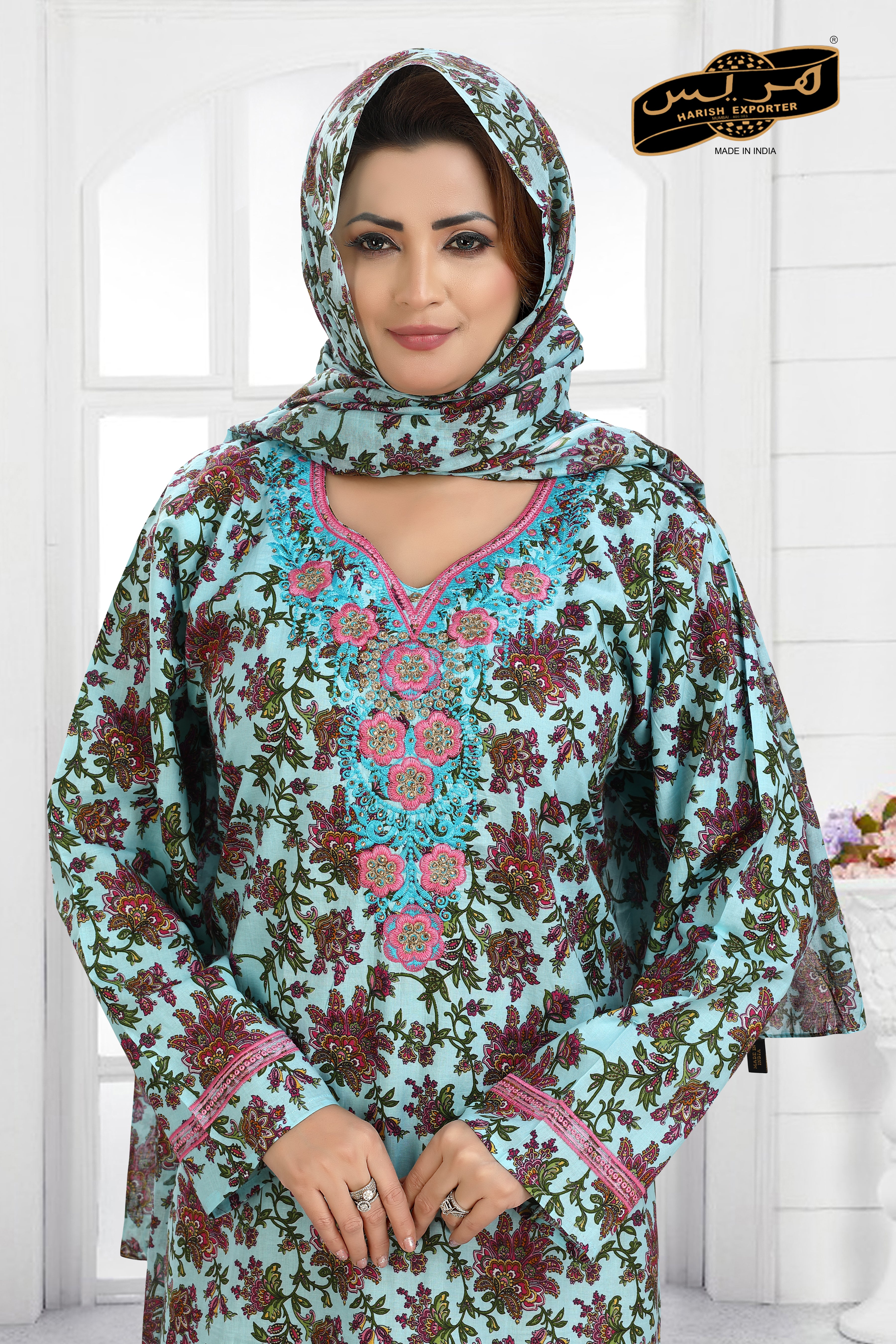 Purple Cotton Printed Kaftan Dress - Stylish & Comfortable B-101