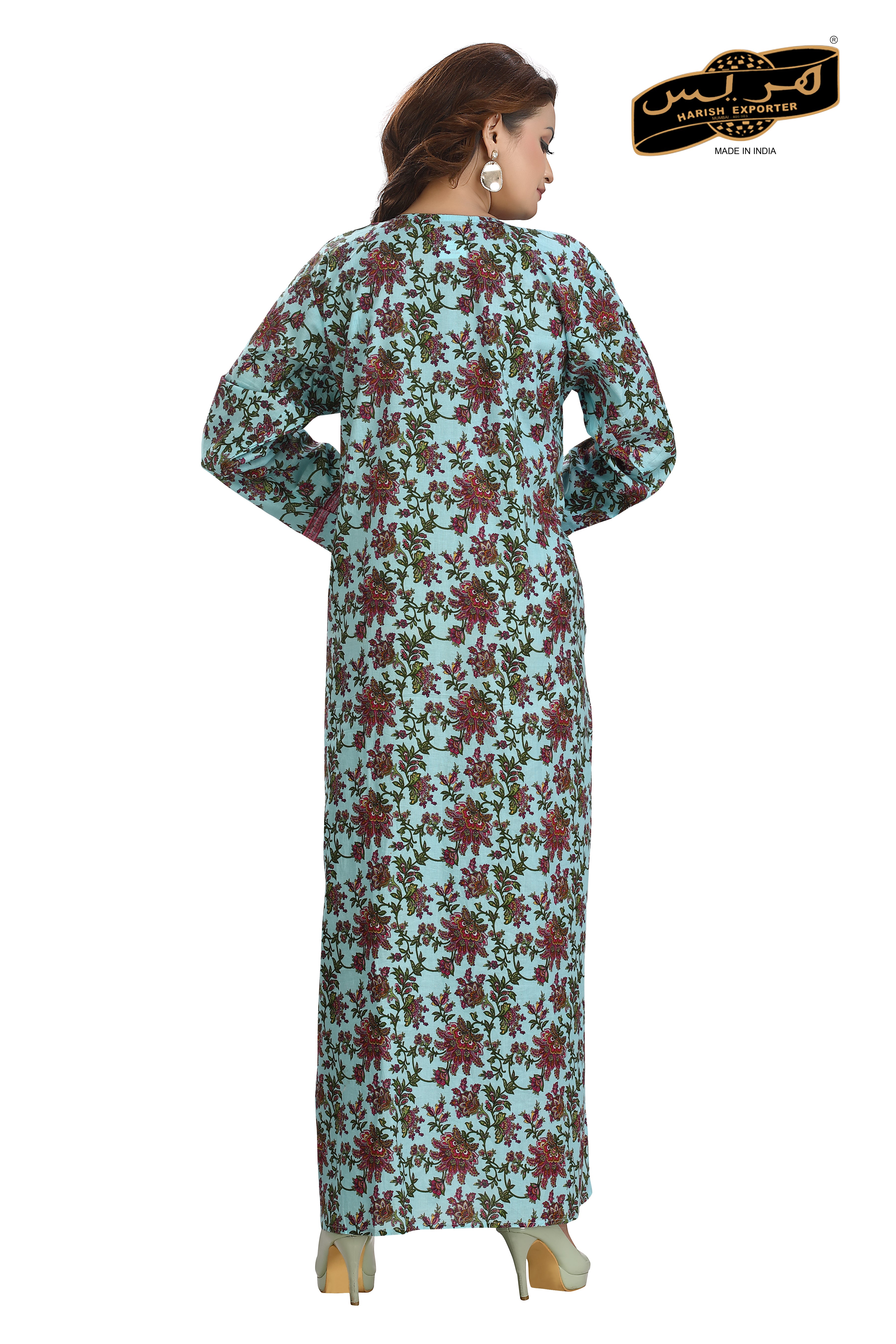 Purple Cotton Printed Kaftan Dress - Stylish & Comfortable B-101