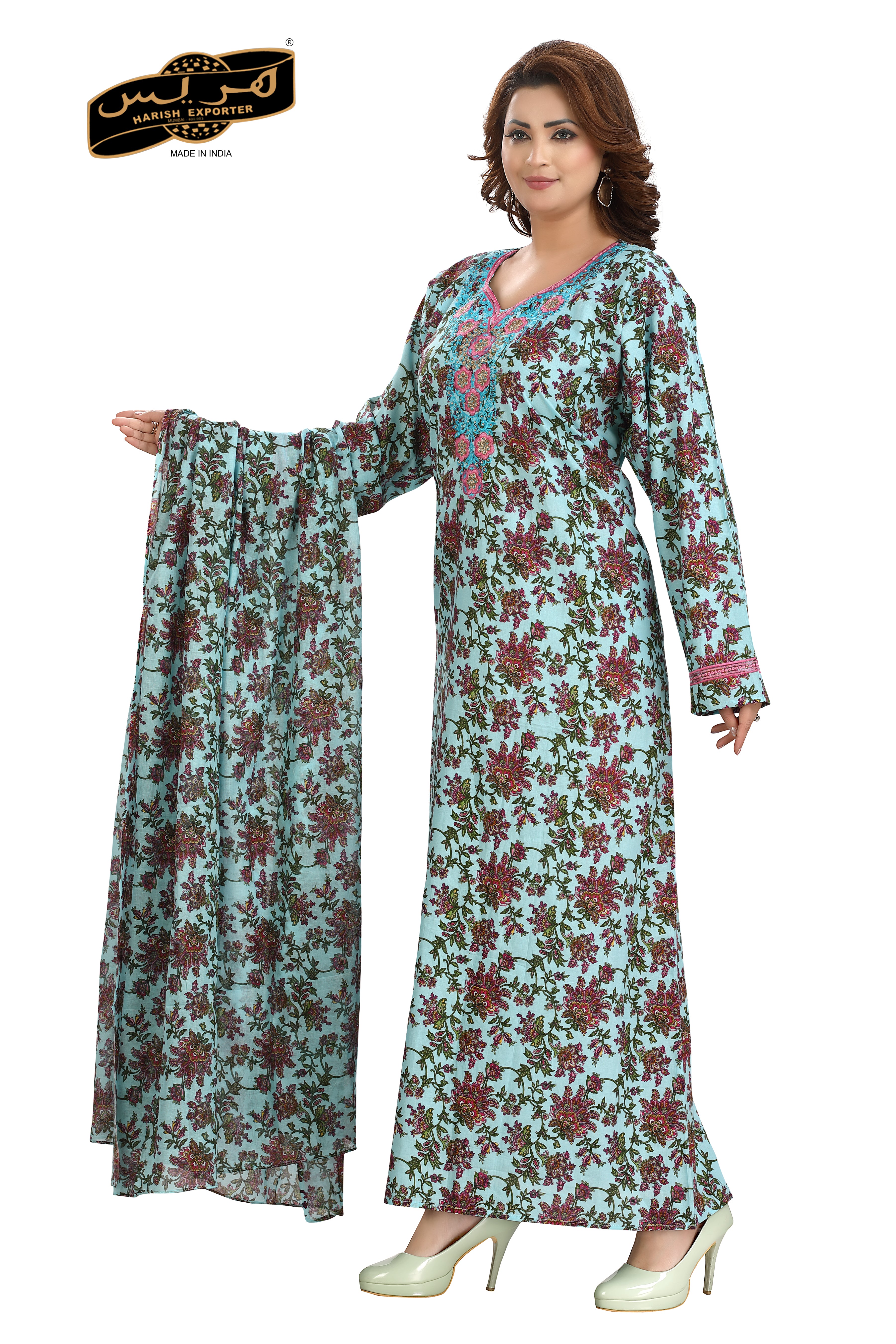 Purple Cotton Printed Kaftan Dress - Stylish & Comfortable B-101