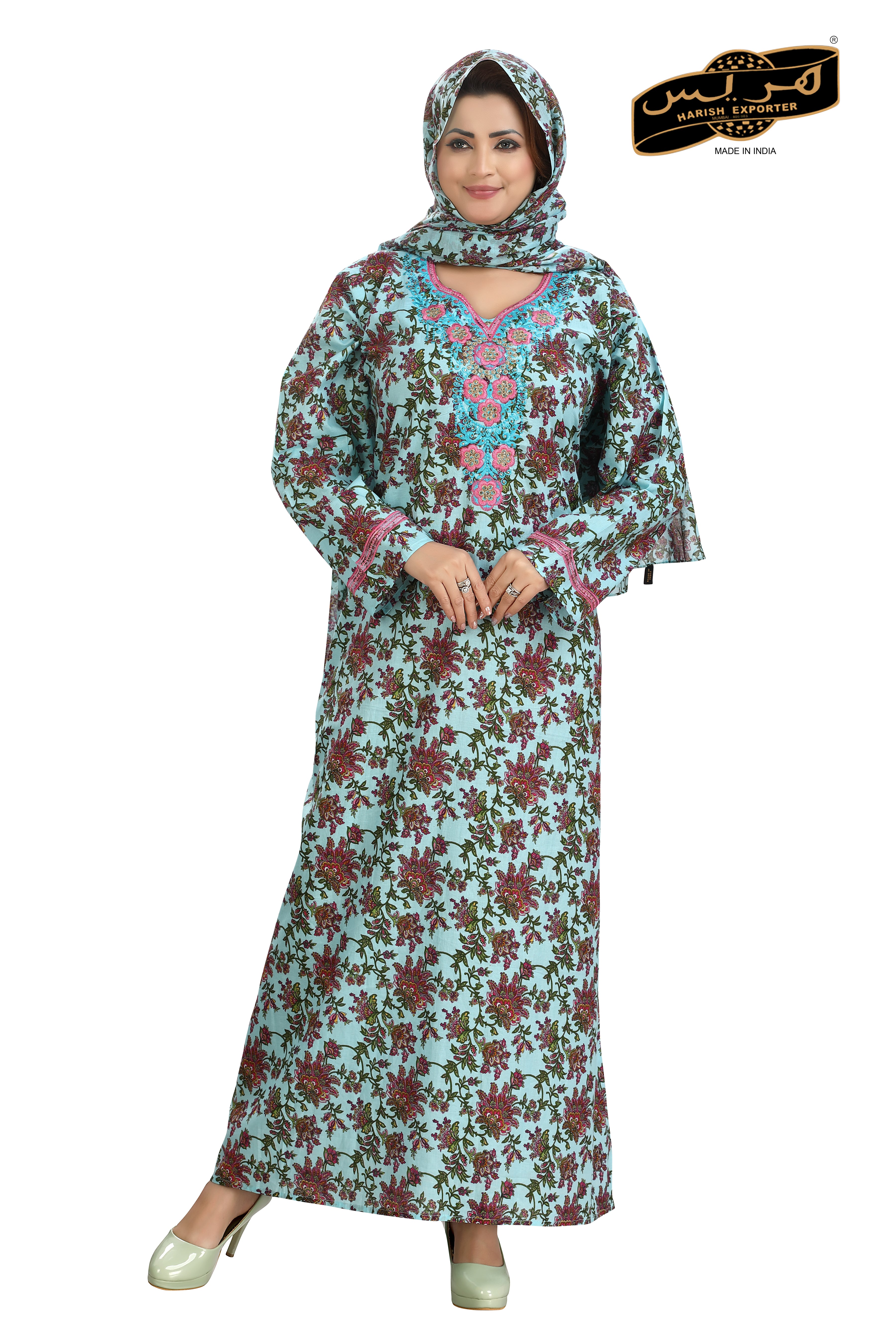 Purple Cotton Printed Kaftan Dress - Stylish & Comfortable B-101