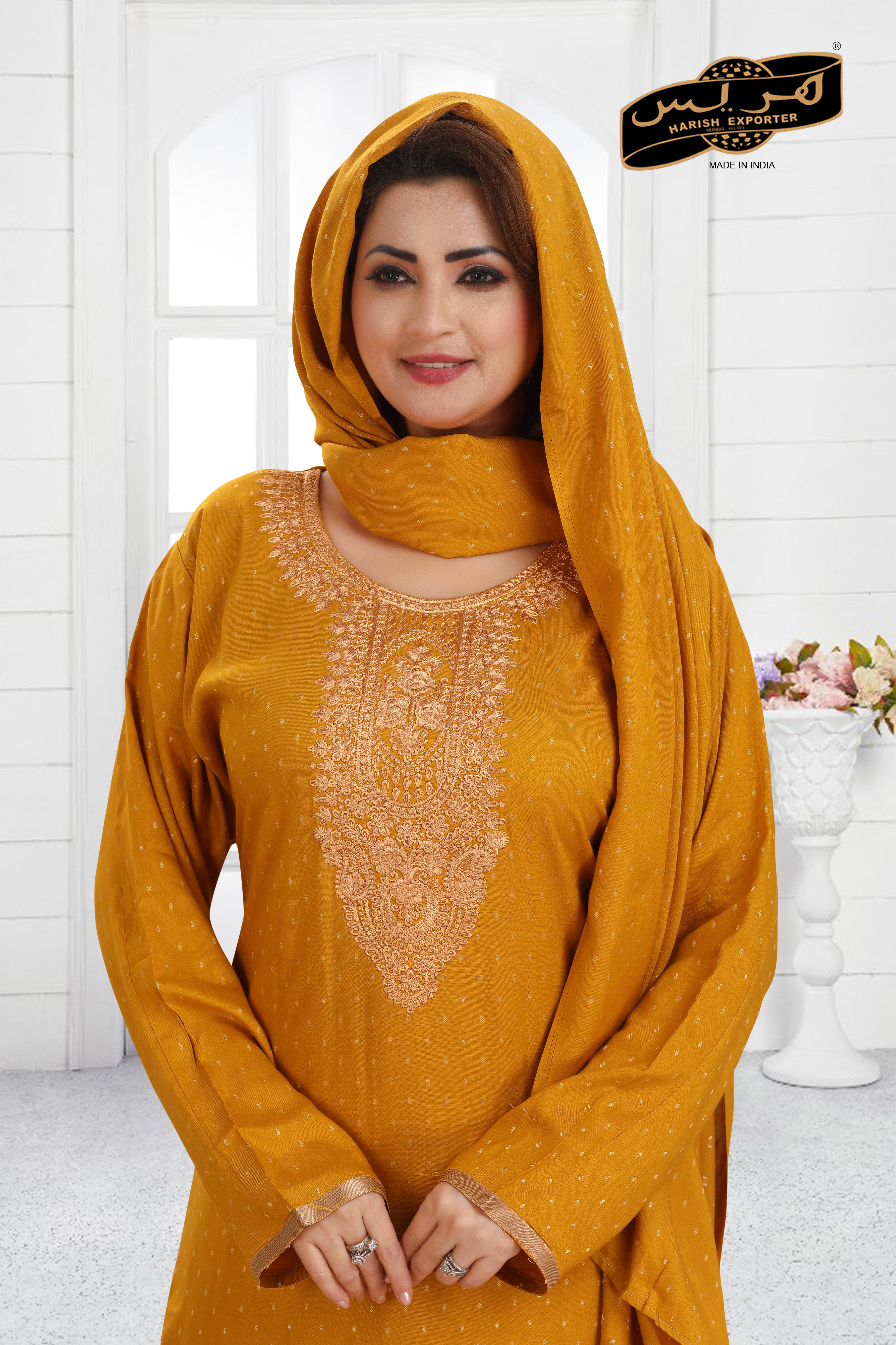 Mustard Rayon Embroidered Kaftan - Stylish & Comfortable B-3473