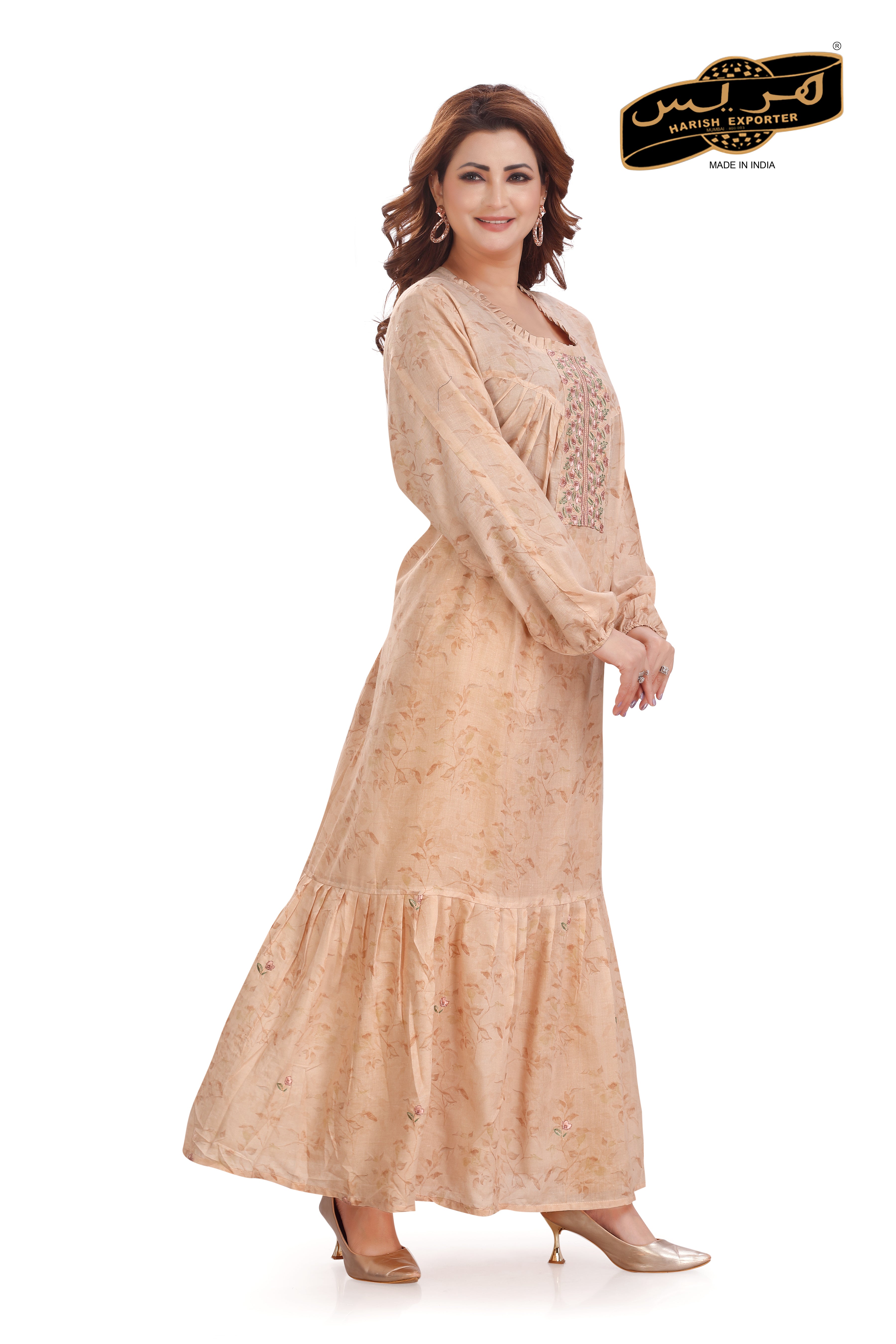 Beige Embroidered Cotton Kaftan - Elegant & Comfortable BK-MIXDP-CMB-01