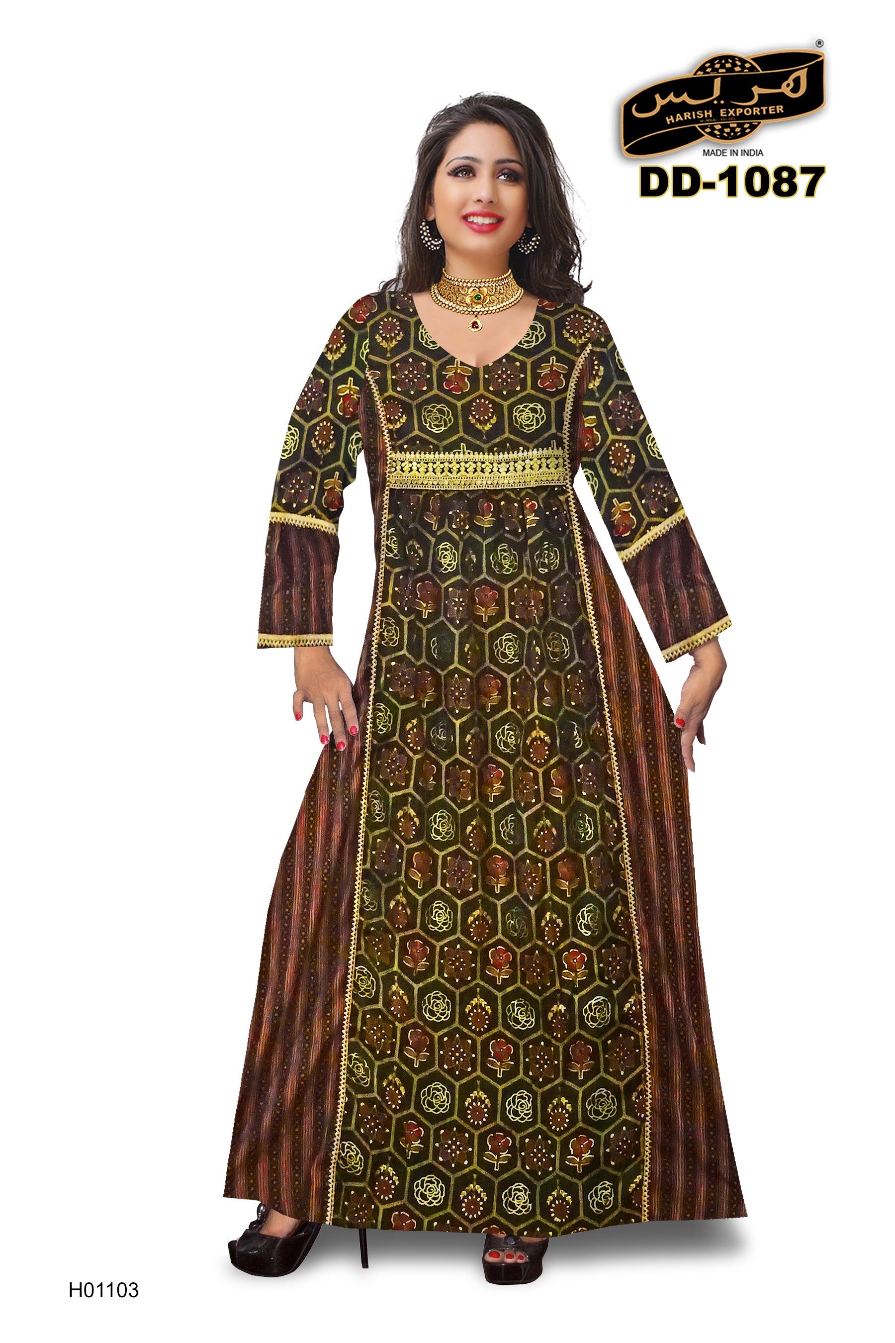 Rayon Embroidered Mixed Pattern Kaftan - Stylish & Unique DD-1087