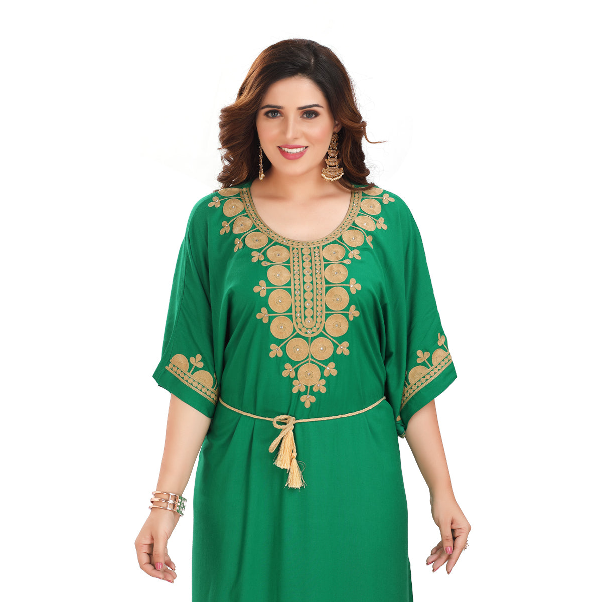 Farasha Green Rayon Embroidered Kaftan - Stylish & Comfortable DN-1146