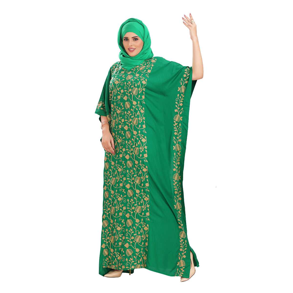 Green Embroidered Farasha Abaya - Elegant & Stylish DN-1155