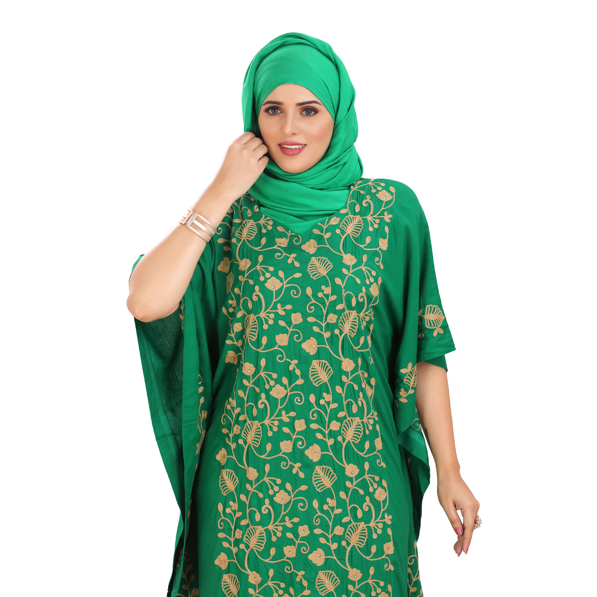 Green Embroidered Farasha Abaya - Elegant & Stylish DN-1155