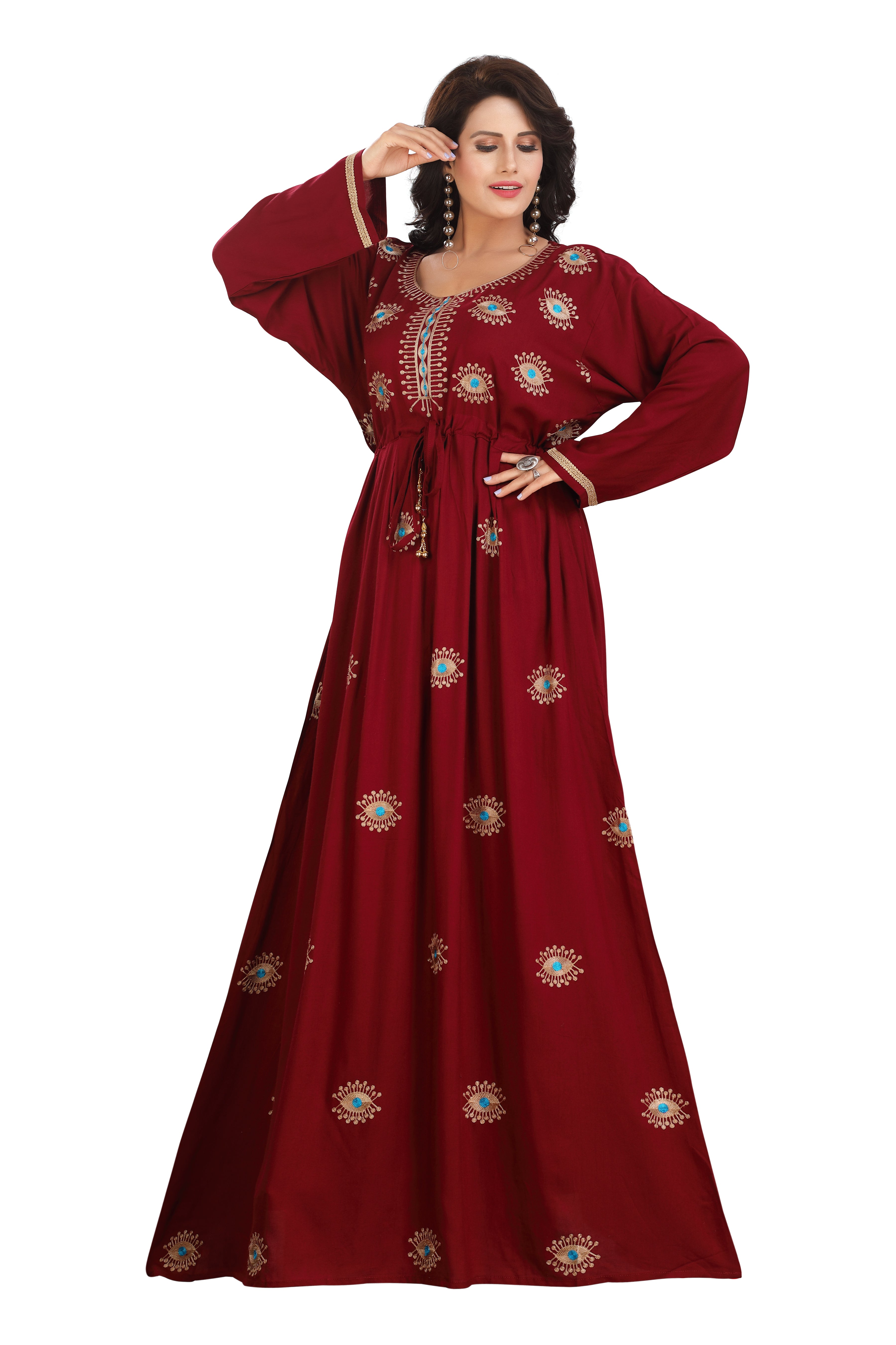 Maroon Rayon Mix Pattern Gown - Chic & Versatile  DN-1159