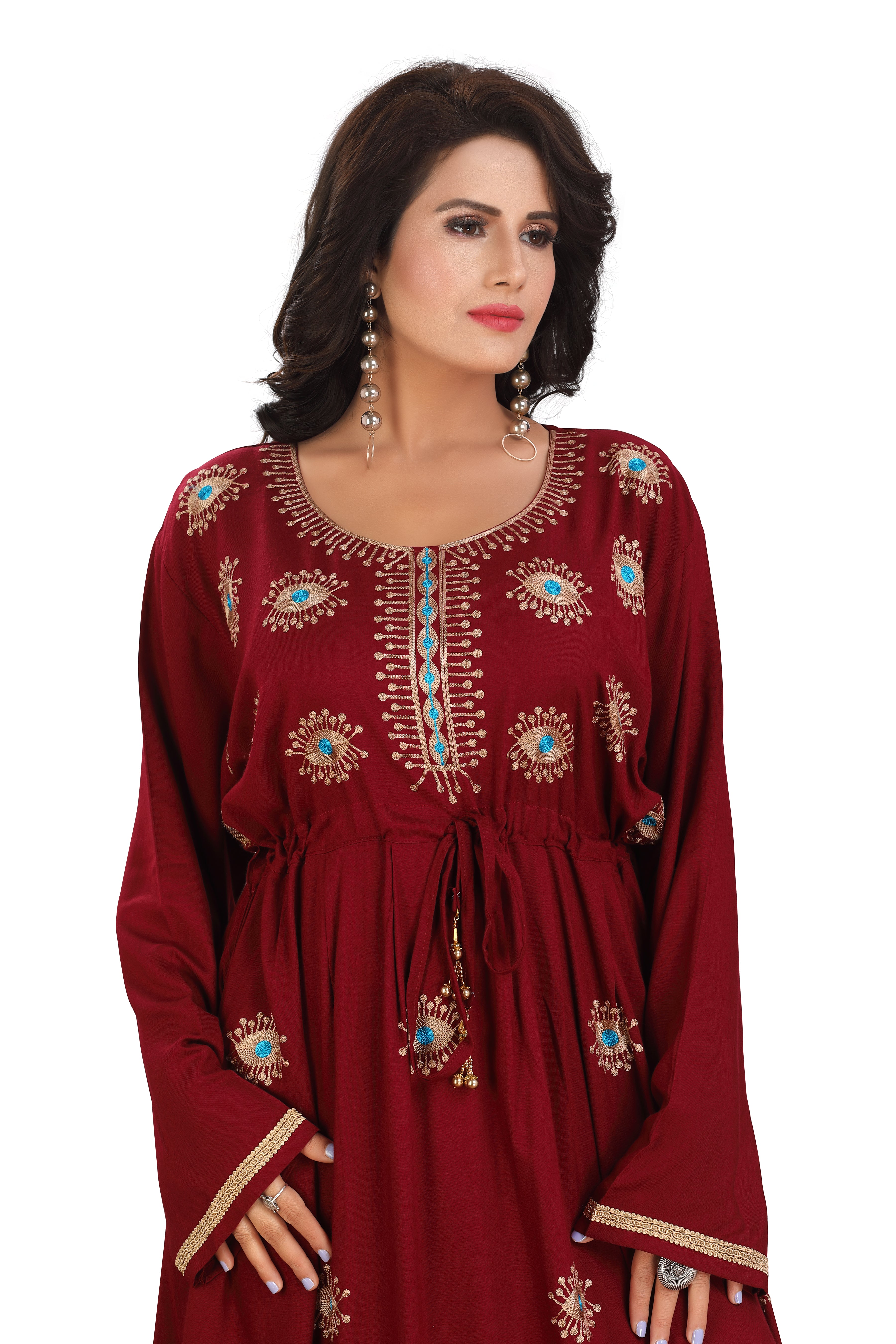 Maroon Rayon Mix Pattern Gown - Chic & Versatile  DN-1159