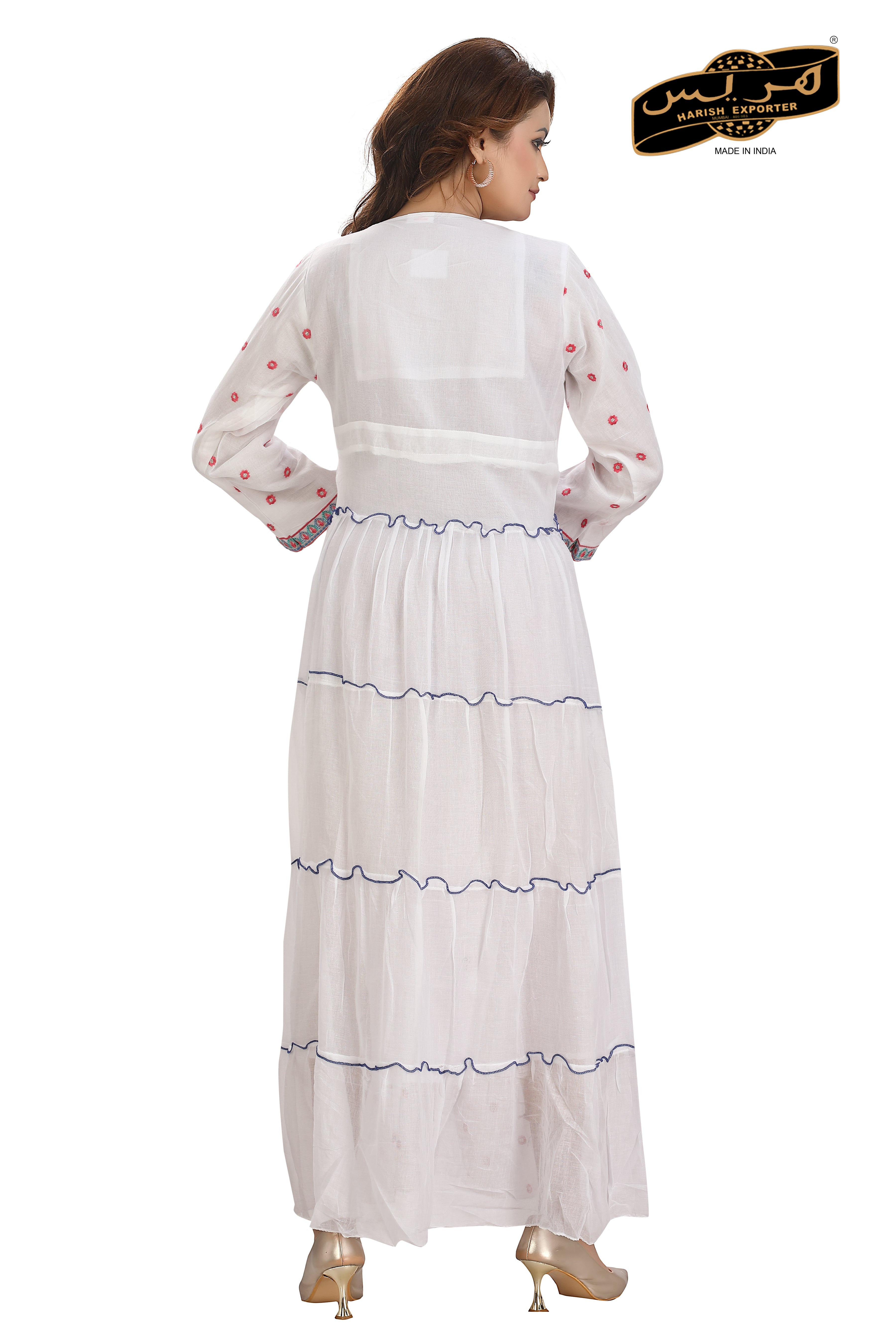 Embroidered Cotton Printed Maxi Dress - Chic & Comfortable 10033