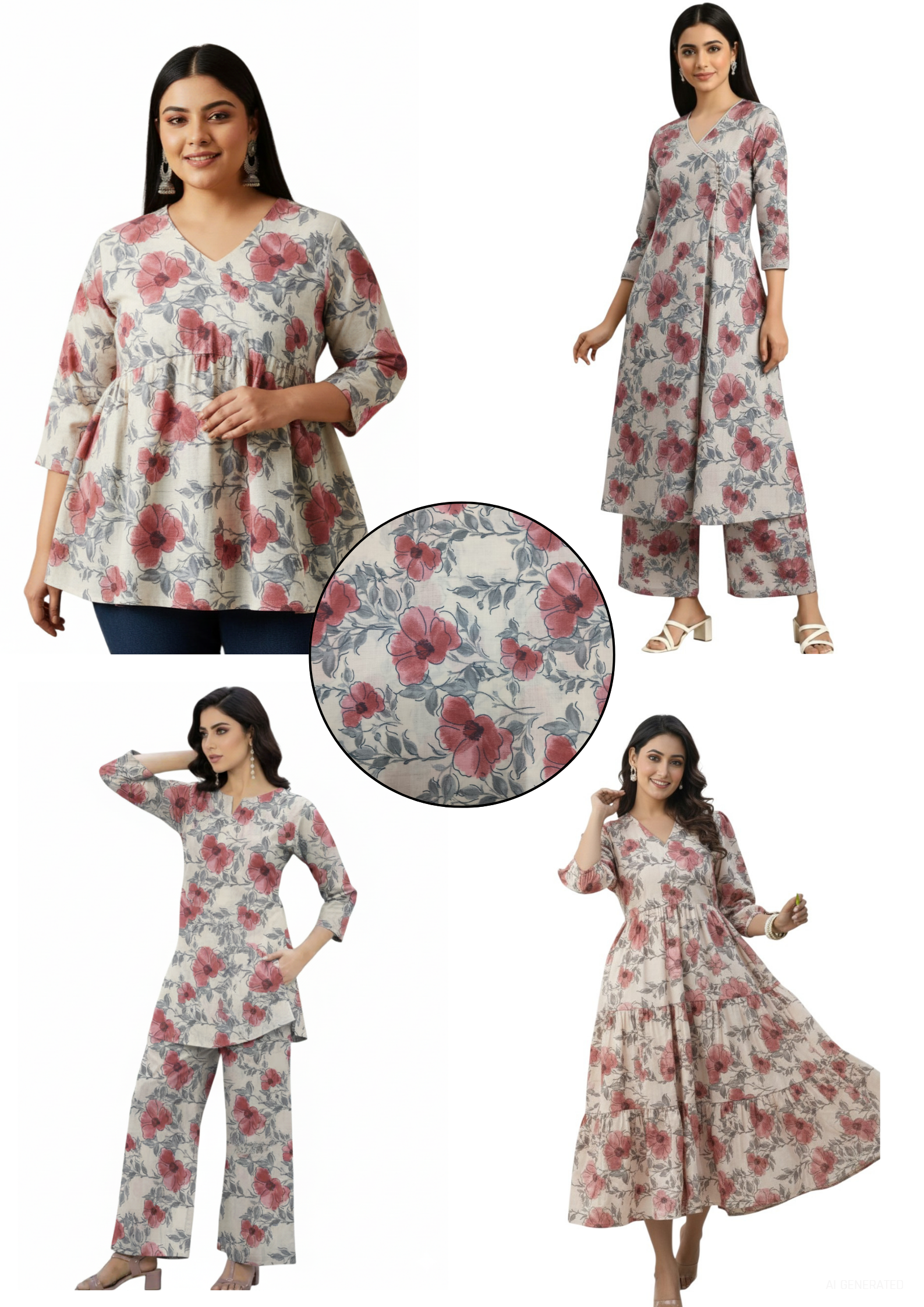 Floral printed art silk fabric