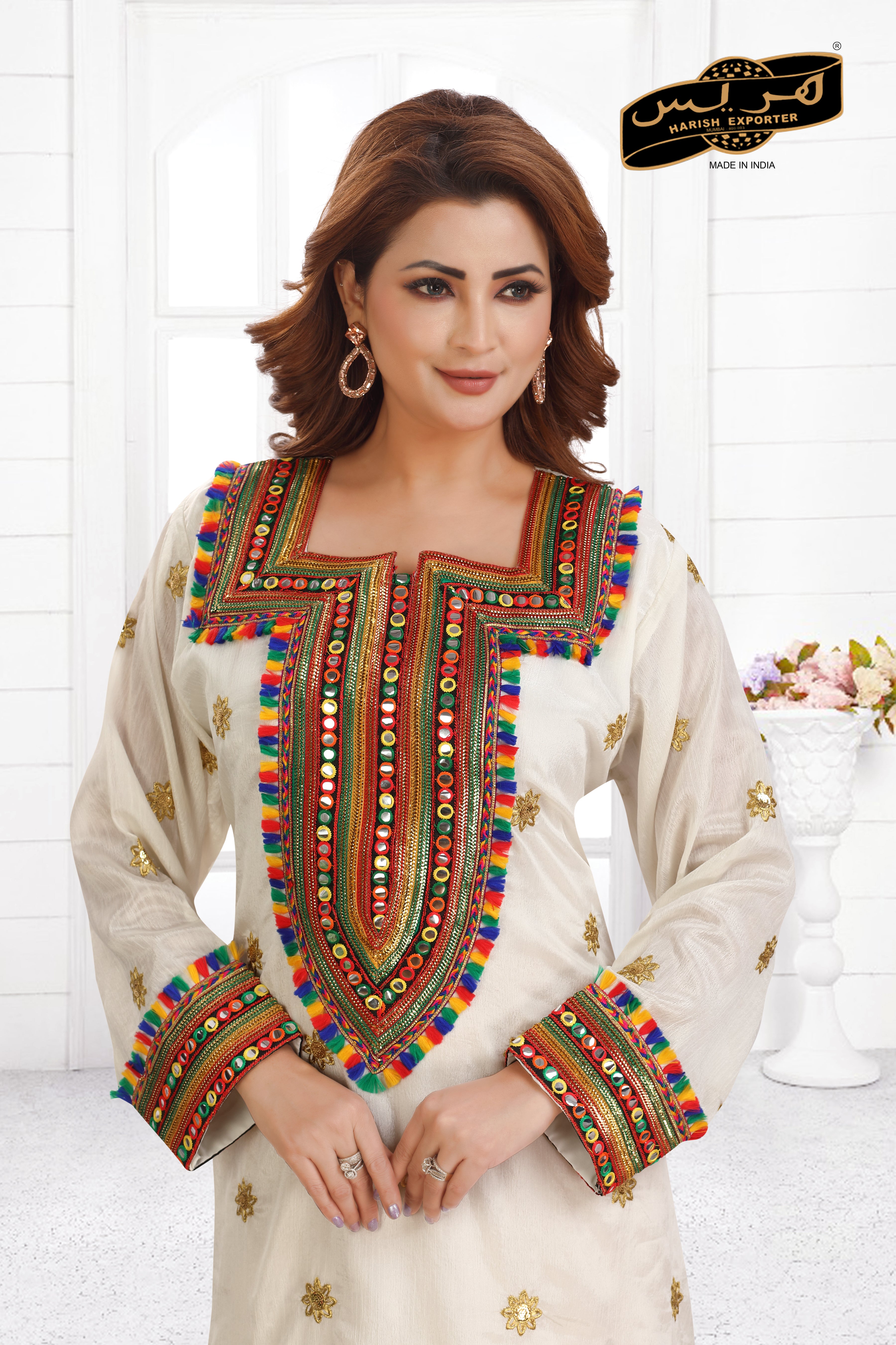 White Georgette Embroidered Maxi Dress - Elegant & Timeless HG-302