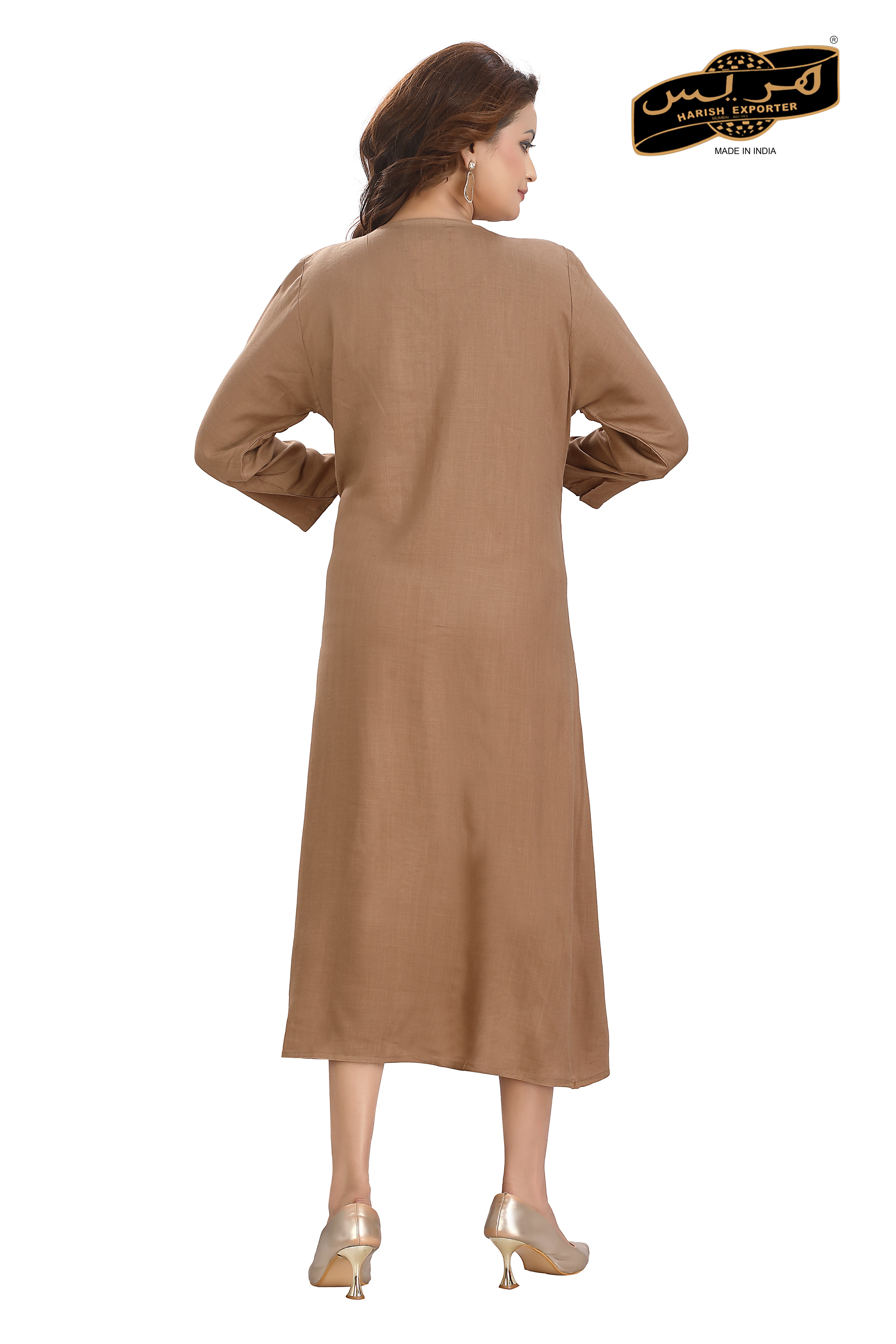 Cotton Slub Dark Brown Printed Midi - Stylish & Comfortable JA-1589