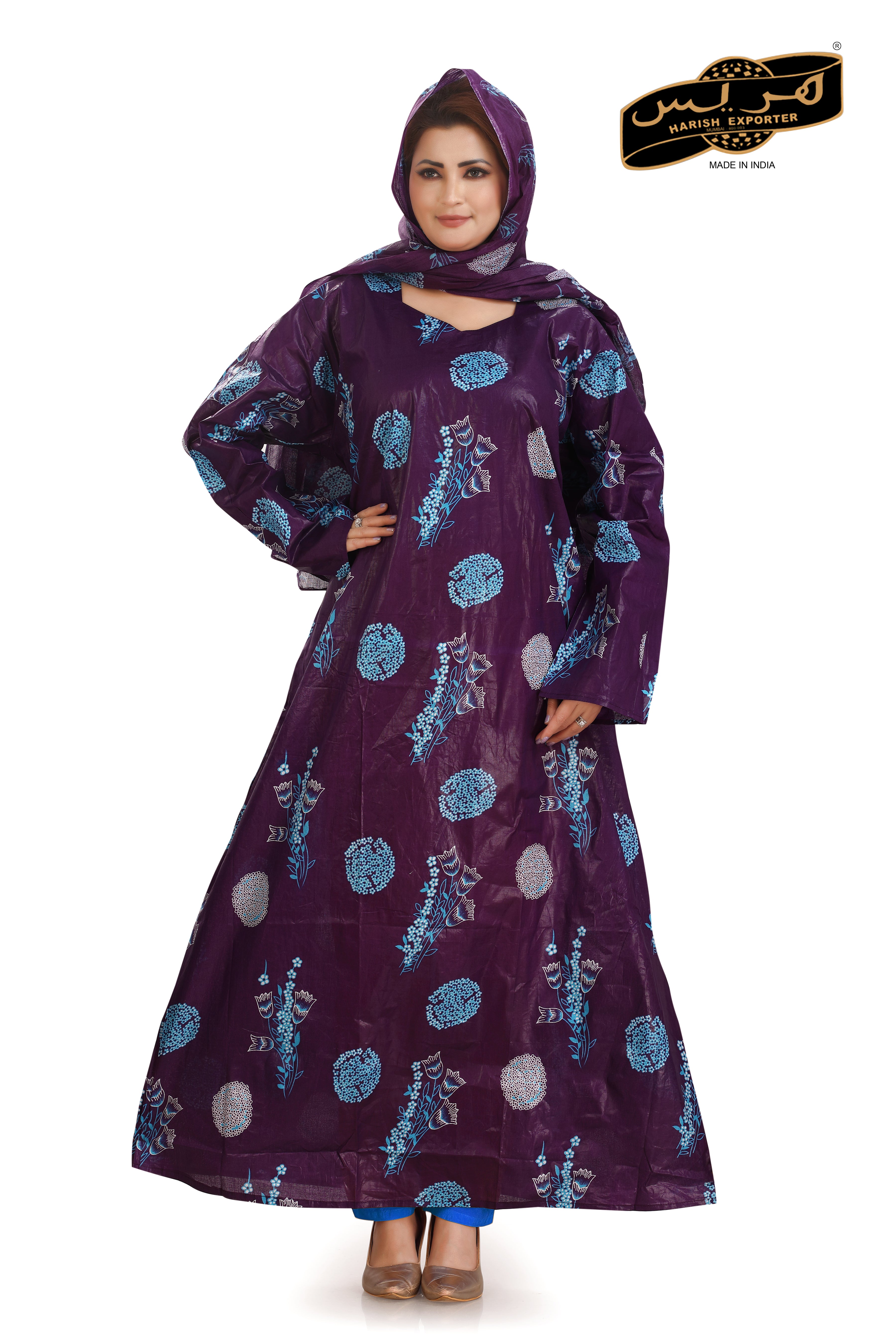 Festive Wear Purple Cotton Printed Kaftan - Stylish & Comfortable Kaftan-DP-01