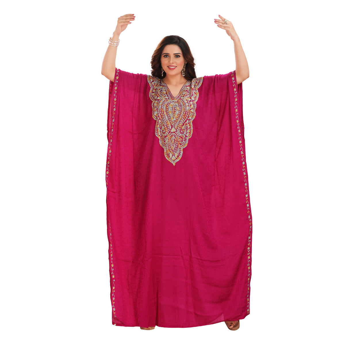 Cotton Silk Elegant Pink Jacquard Farasha Long Dress – Timeless Style & Luxury Kashmiri Jacqard RMG-02