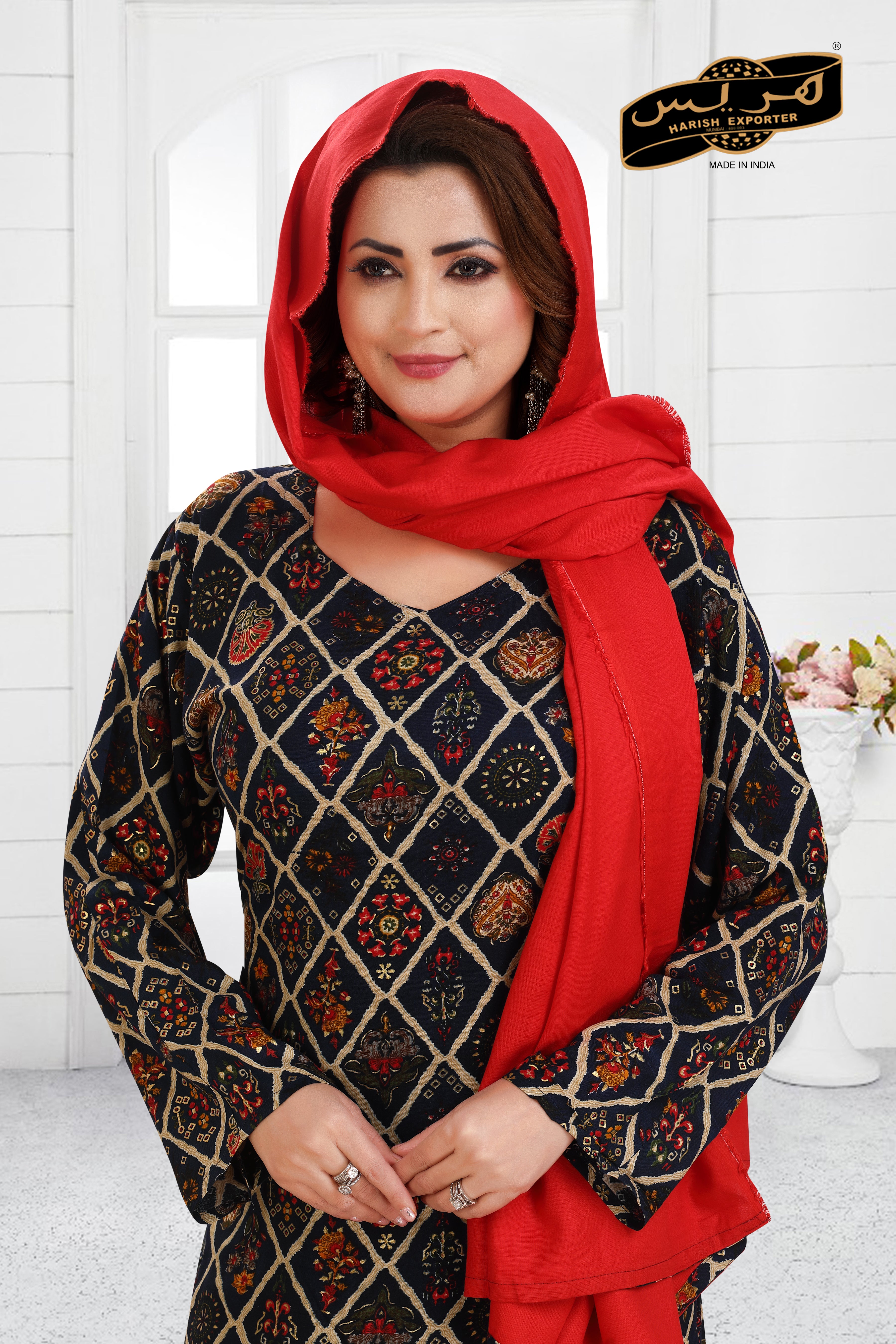 Black Rayon Printed Kaftan - Chic & Comfortable KM-RAYON-DP