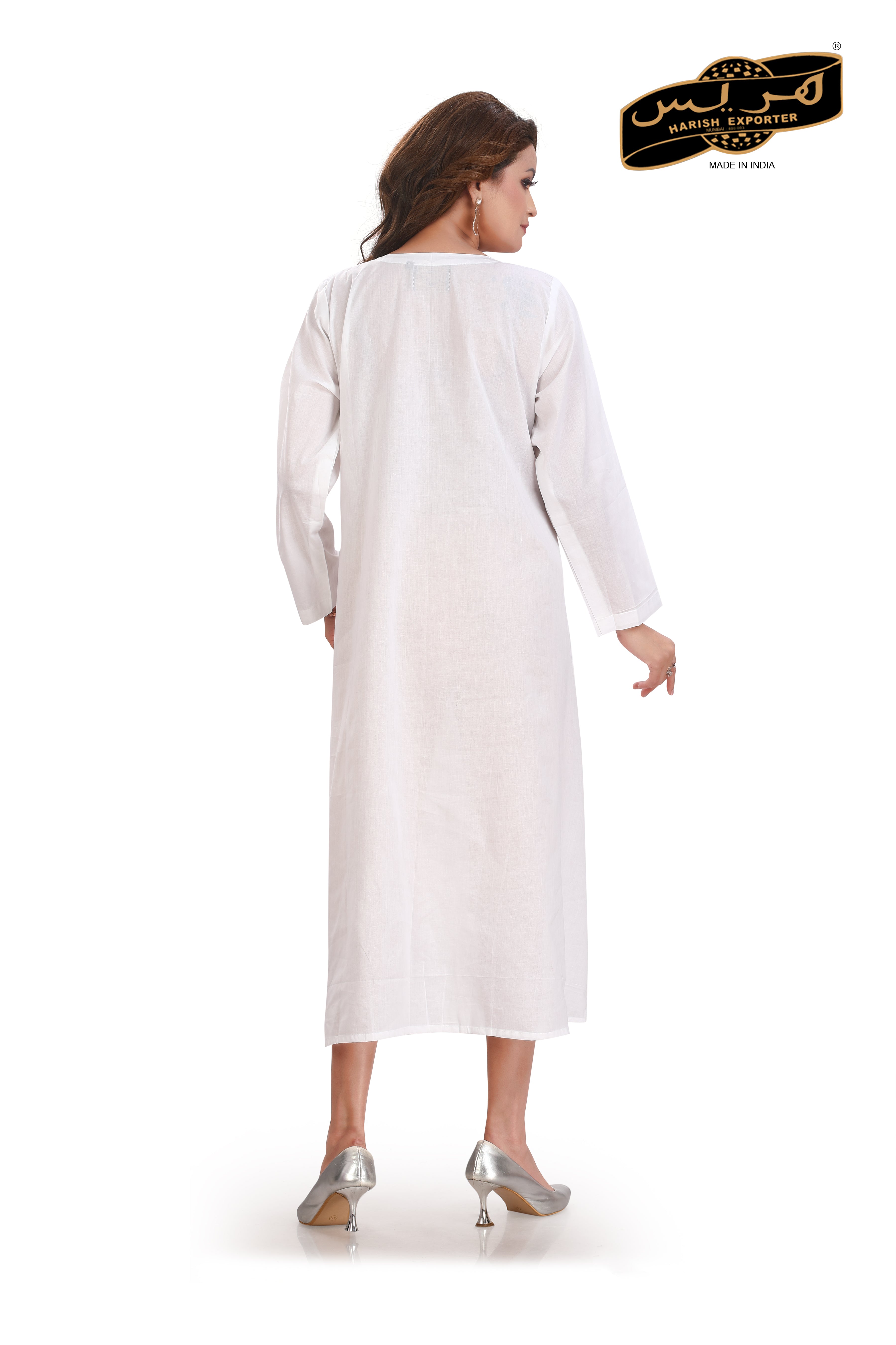 Cotton Long White Kurti - Elegant & Breathable Kurti-01