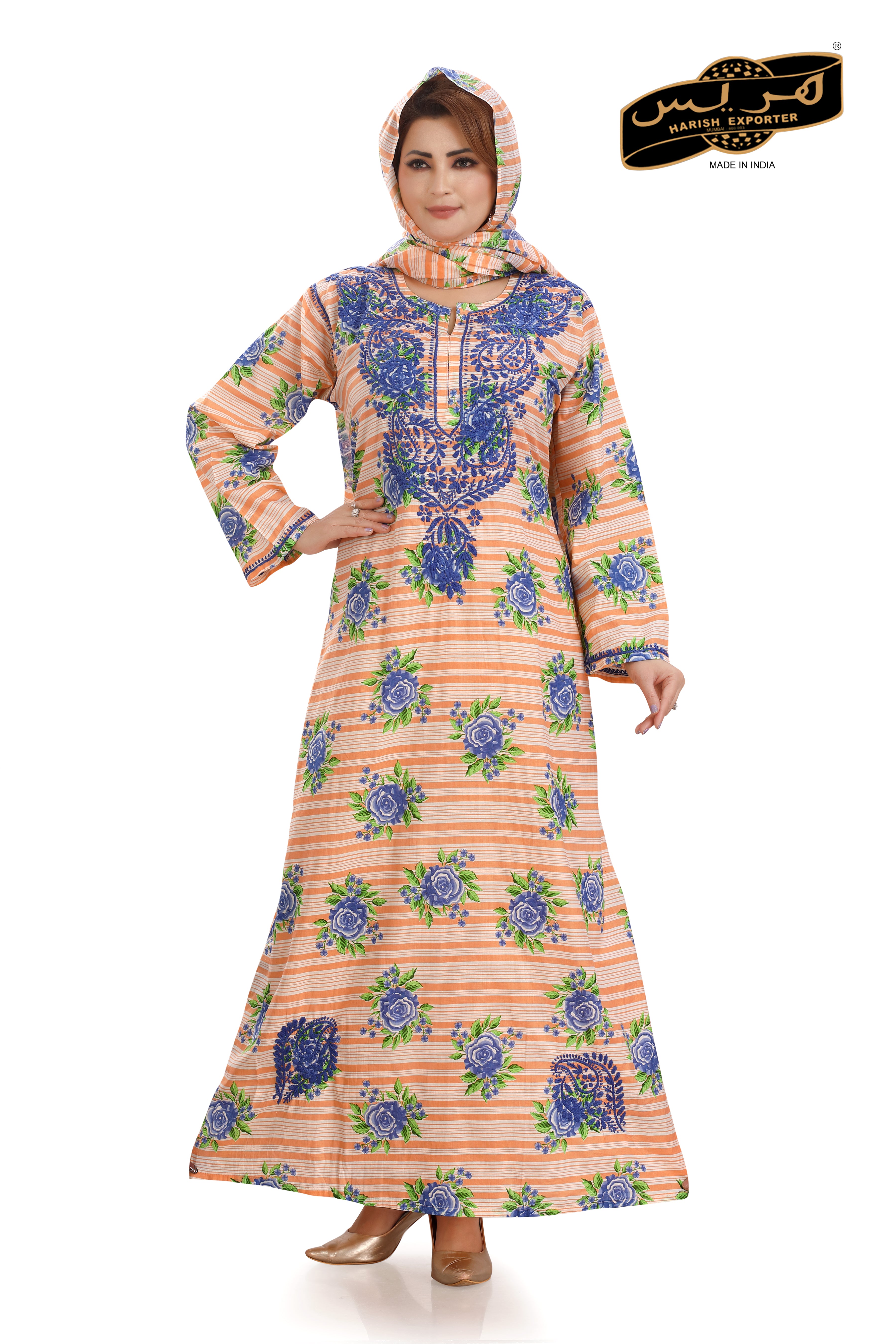 Peach Rayon Lucknowi Rayon Kaftan - Elegant & Comfortable