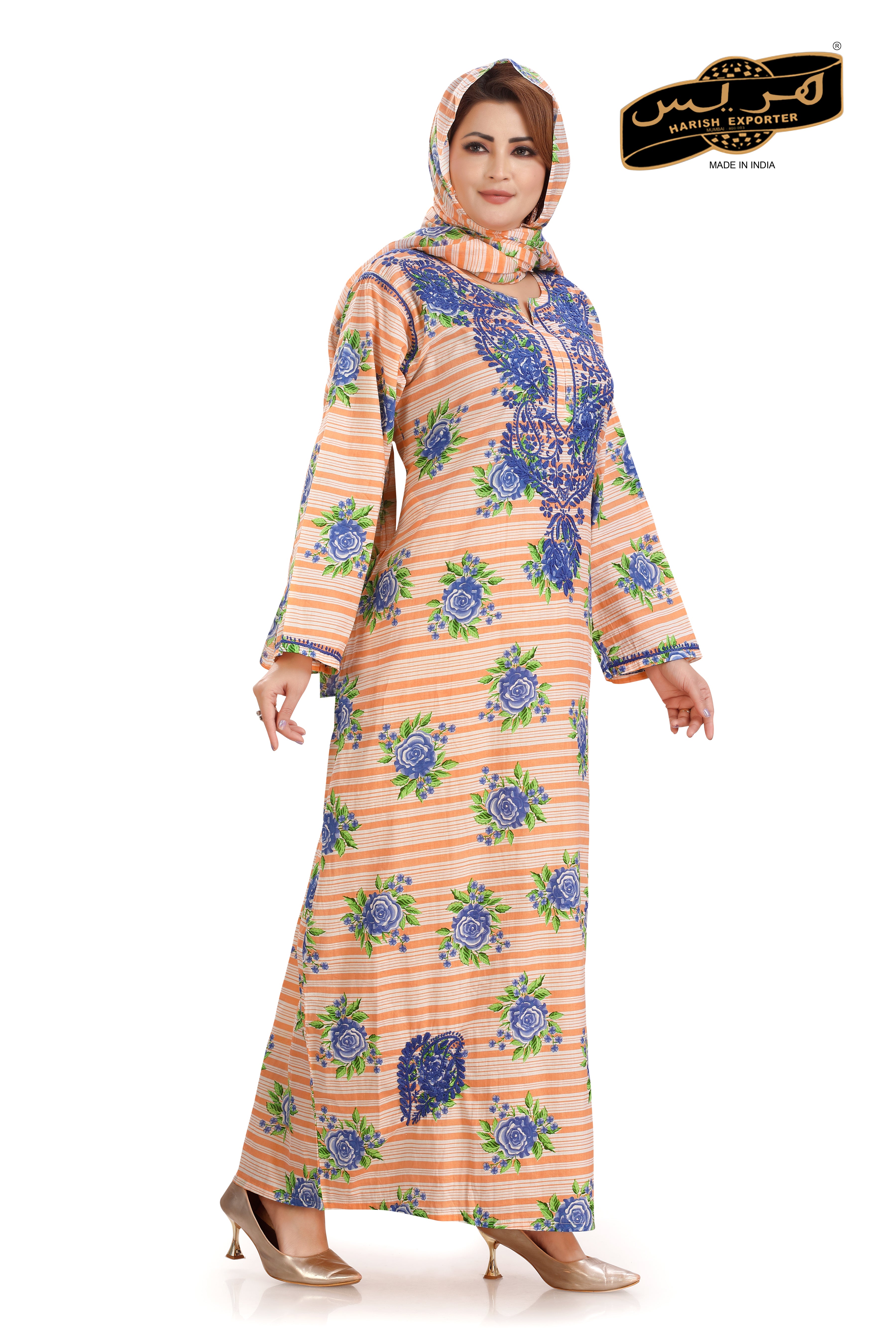 Peach Rayon Lucknowi Rayon Kaftan - Elegant & Comfortable