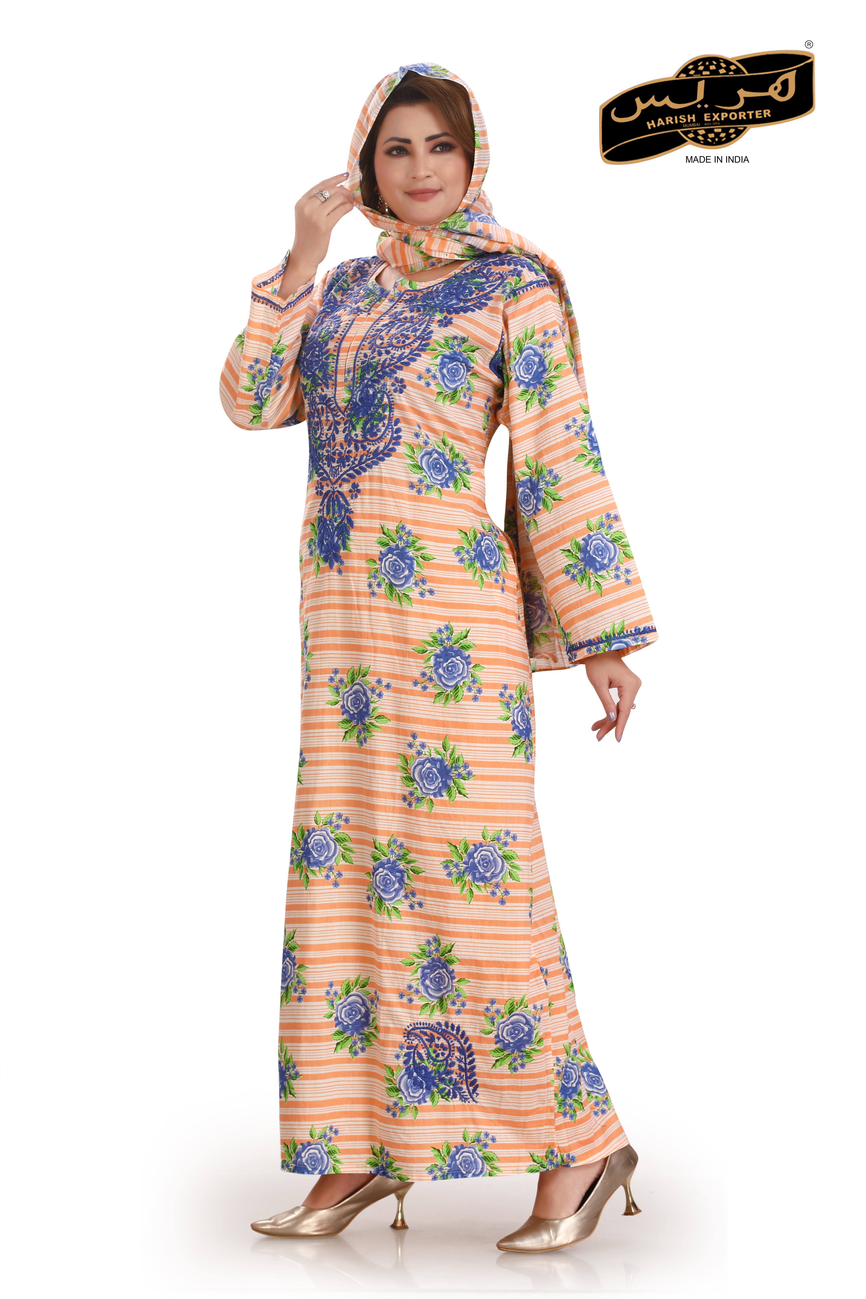 Peach Rayon Lucknowi Rayon Kaftan - Elegant & Comfortable