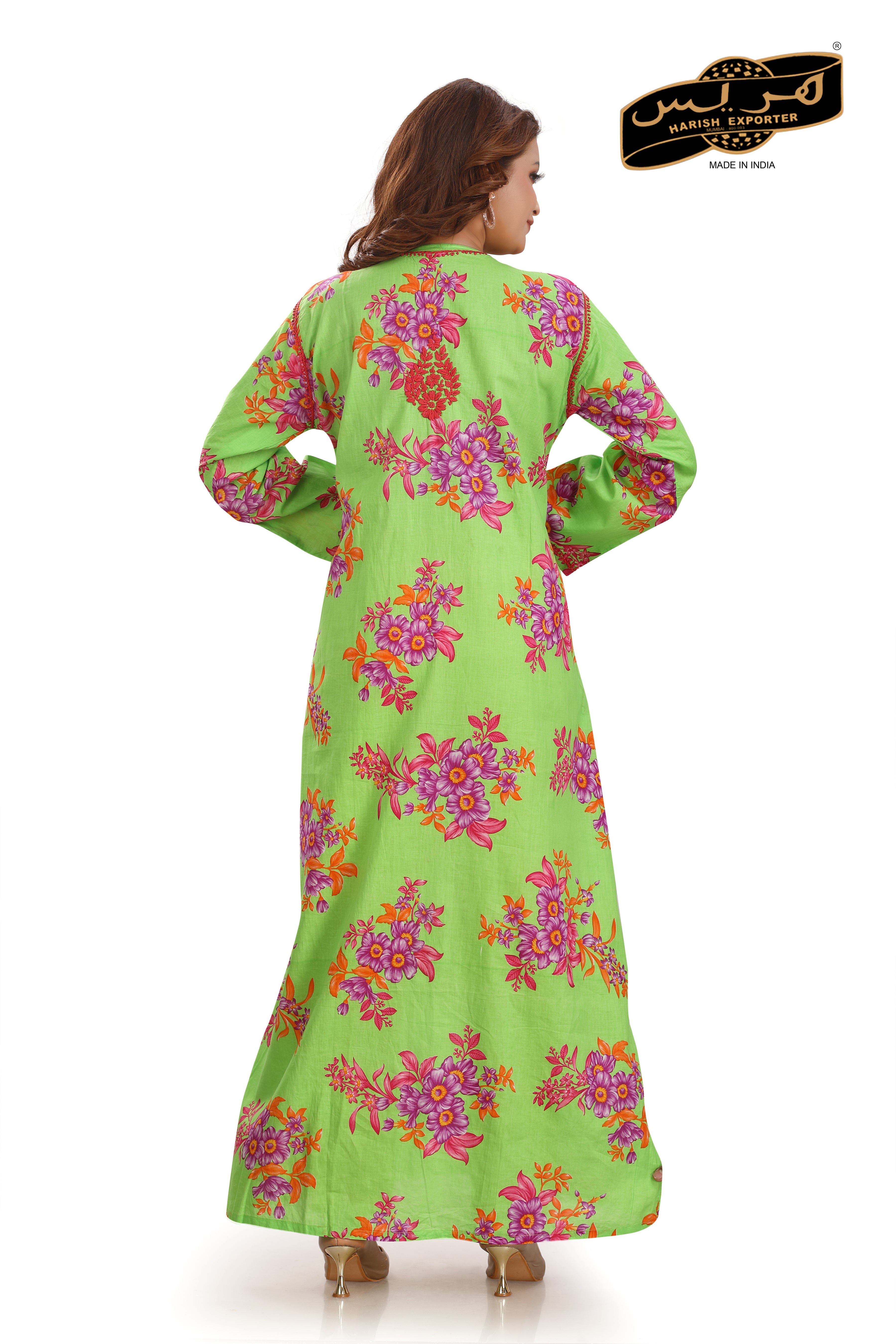 Green Rayon Lucknowi Liberty Rayon Kaftan - Elegant & Comfortable