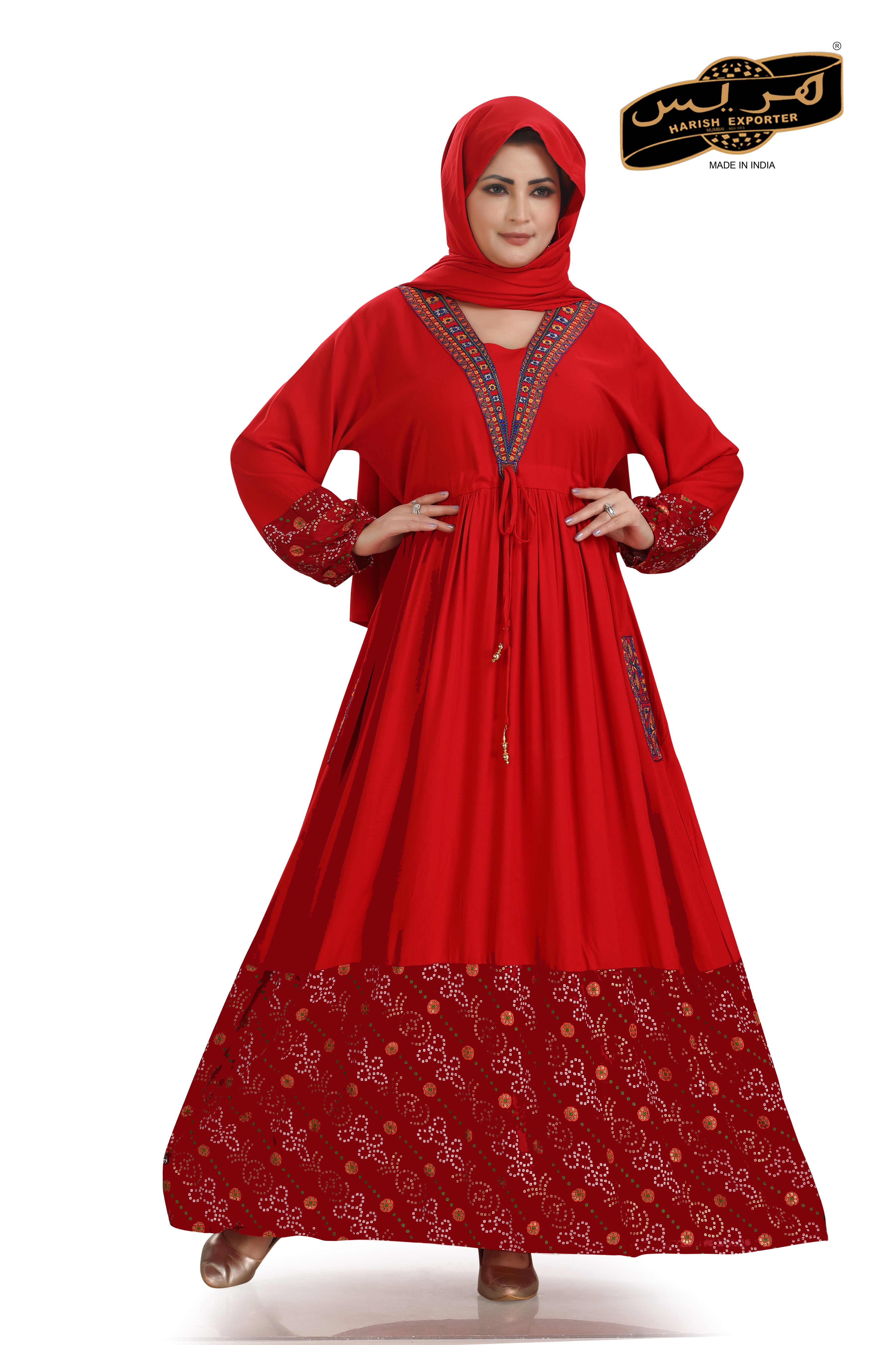 Red Long Rayon Kaftan - Stylish & Comfortable MC-01-DP-01