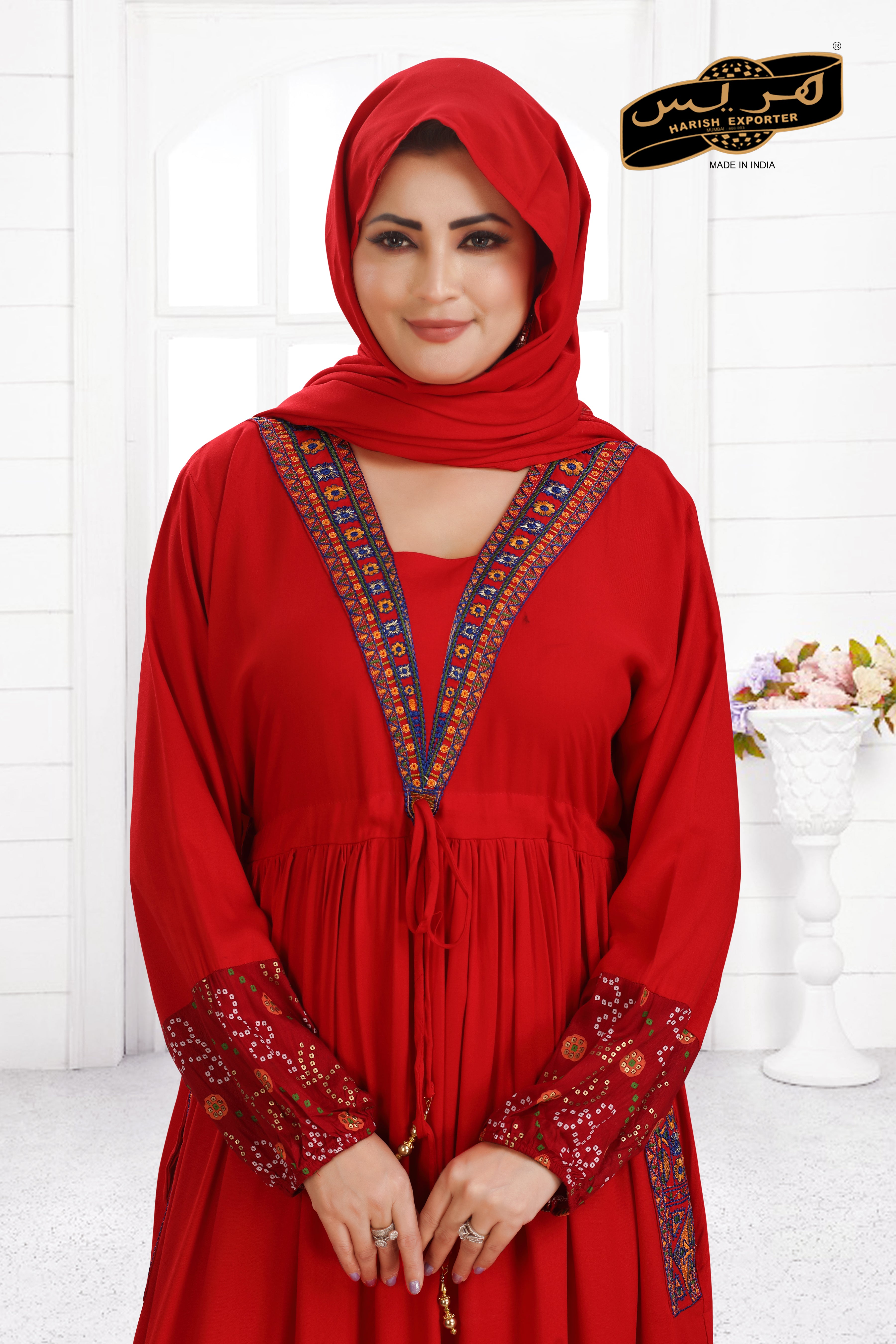 Red Long Rayon Kaftan - Stylish & Comfortable MC-01-DP-01