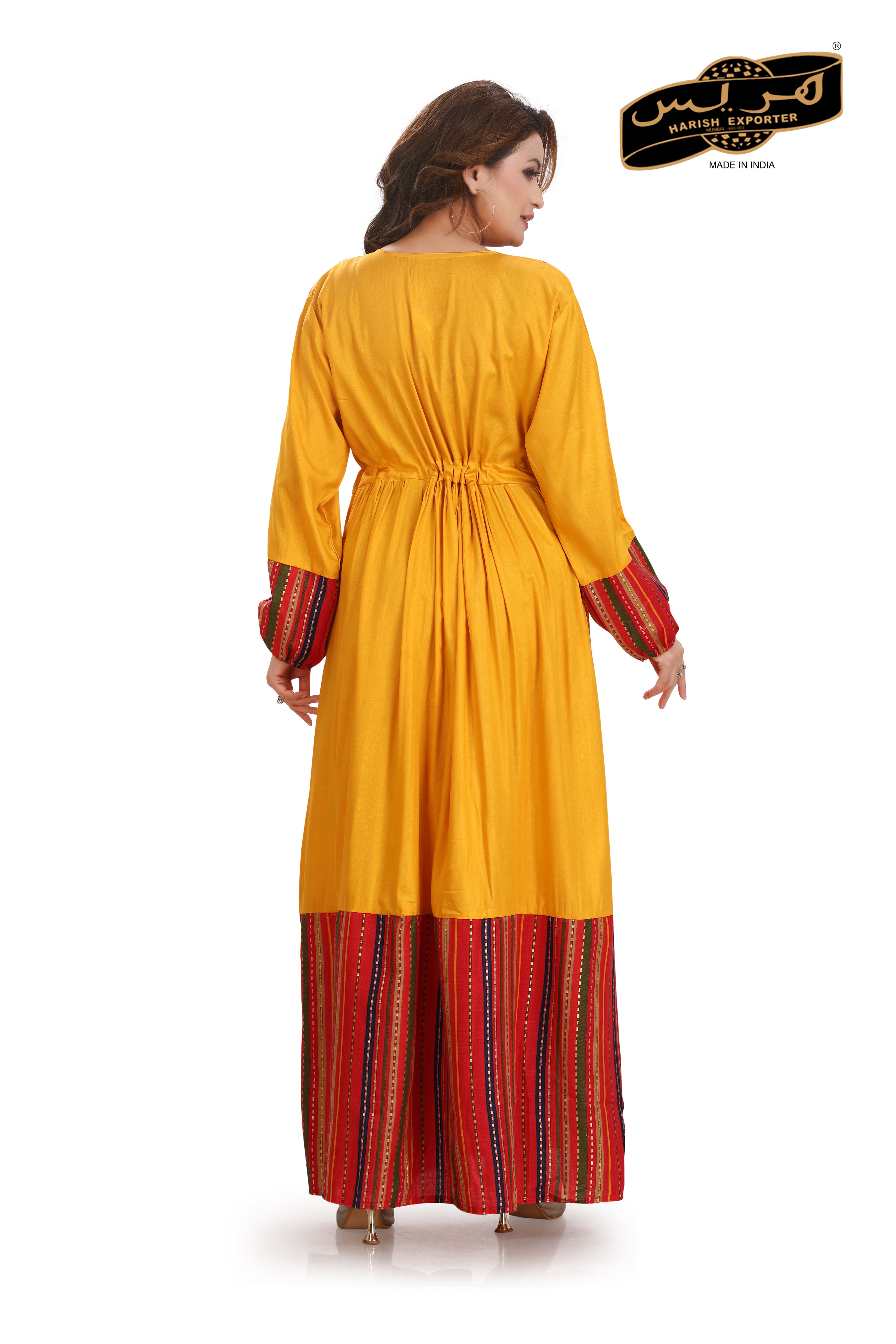 Mustard Long Rayon Kaftan - Elegant & Comfortable MC-01-DP