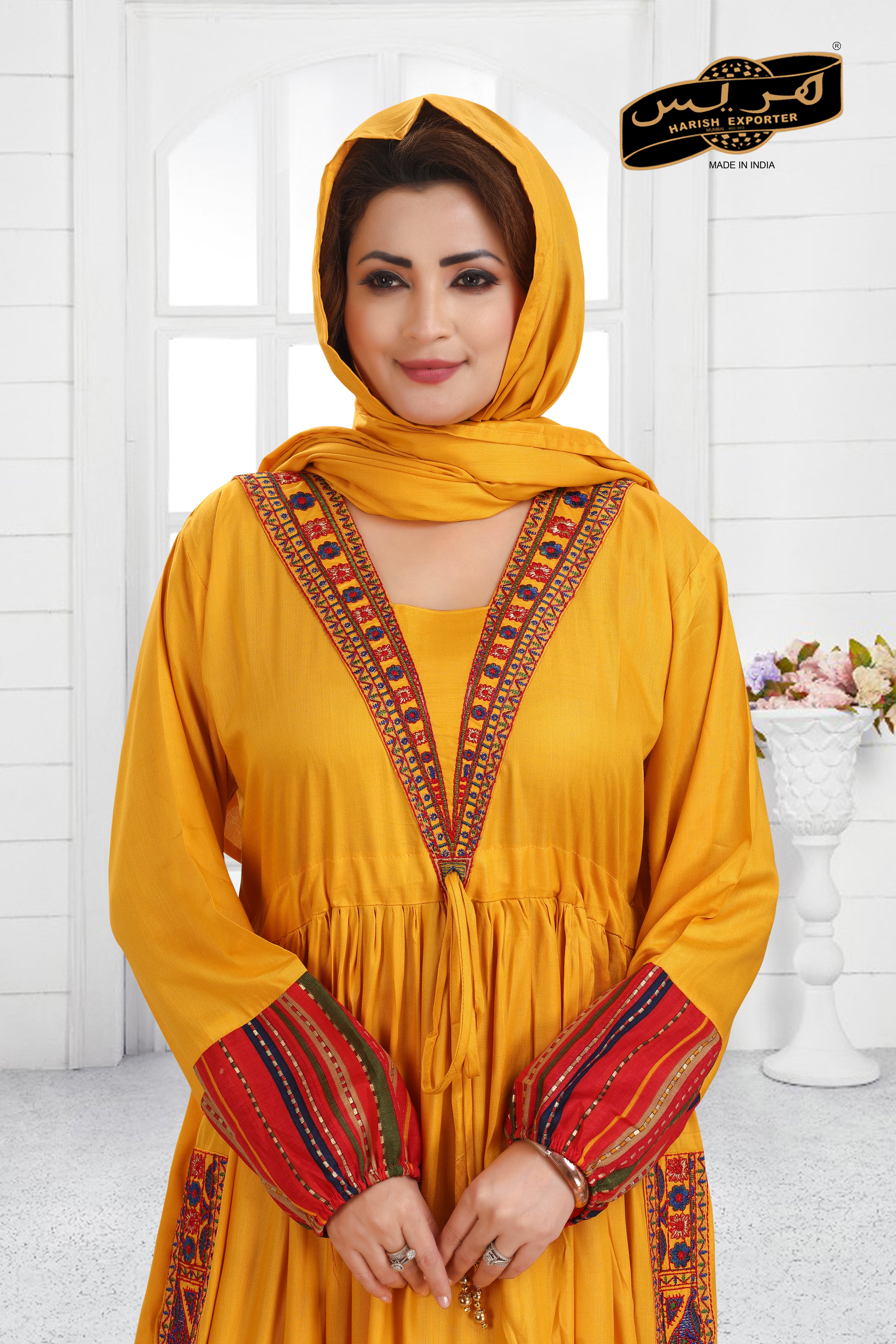 Mustard Long Rayon Kaftan - Elegant & Comfortable MC-01-DP