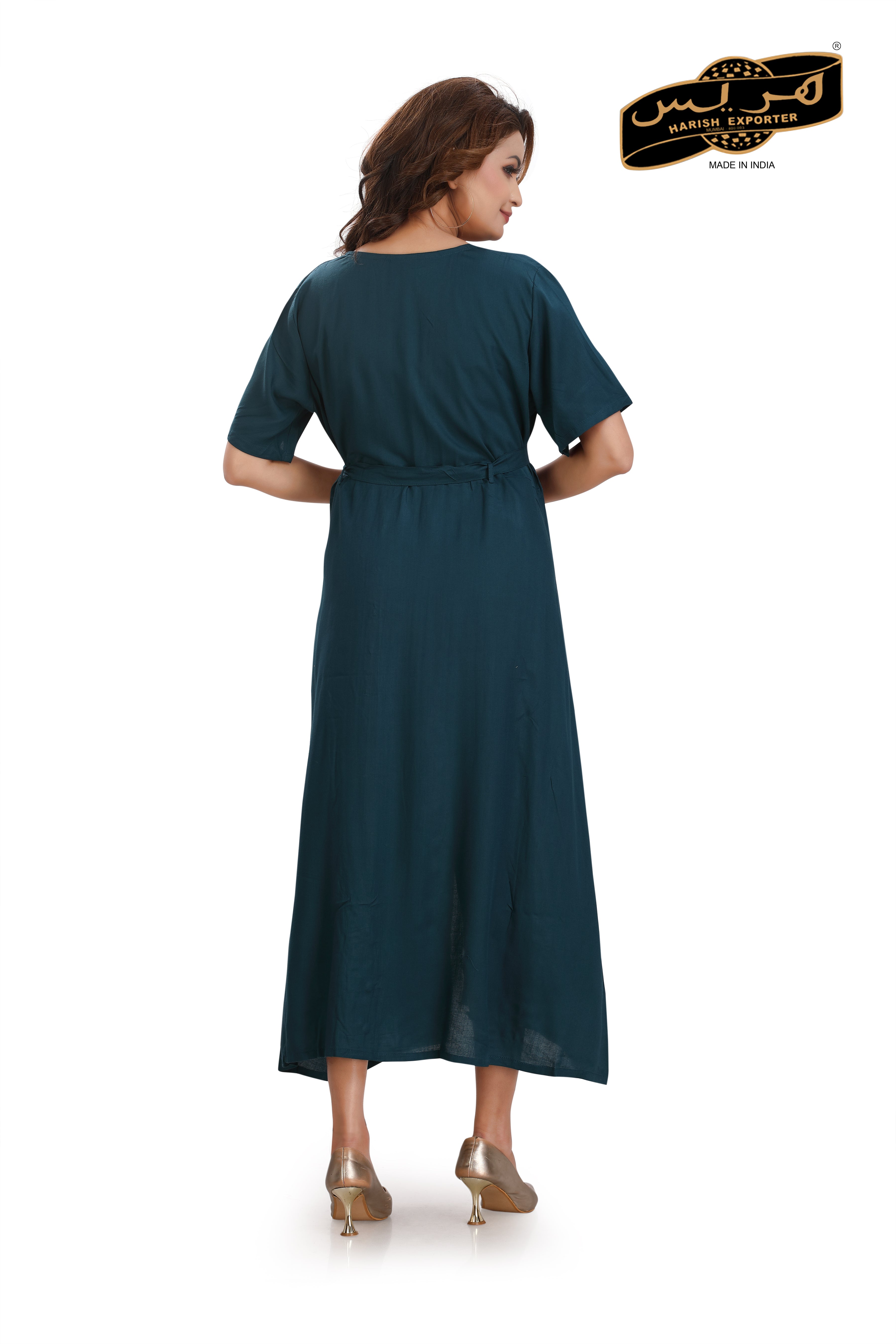 Plain Solid Rayon Flare Midi Dress - Elegant & Comfortable MF-02-DP