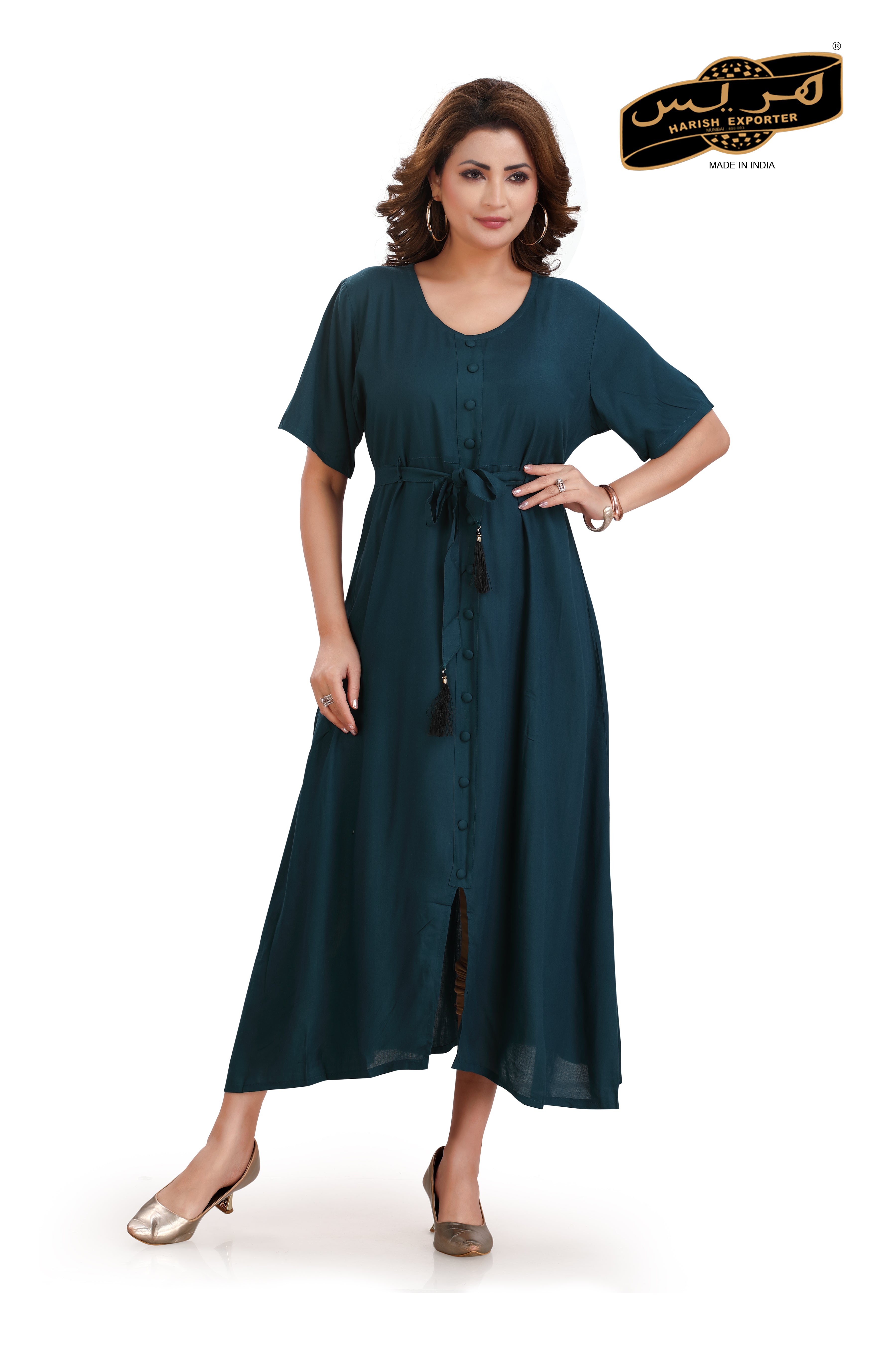 Plain Solid Rayon Flare Midi Dress - Elegant & Comfortable MF-02-DP