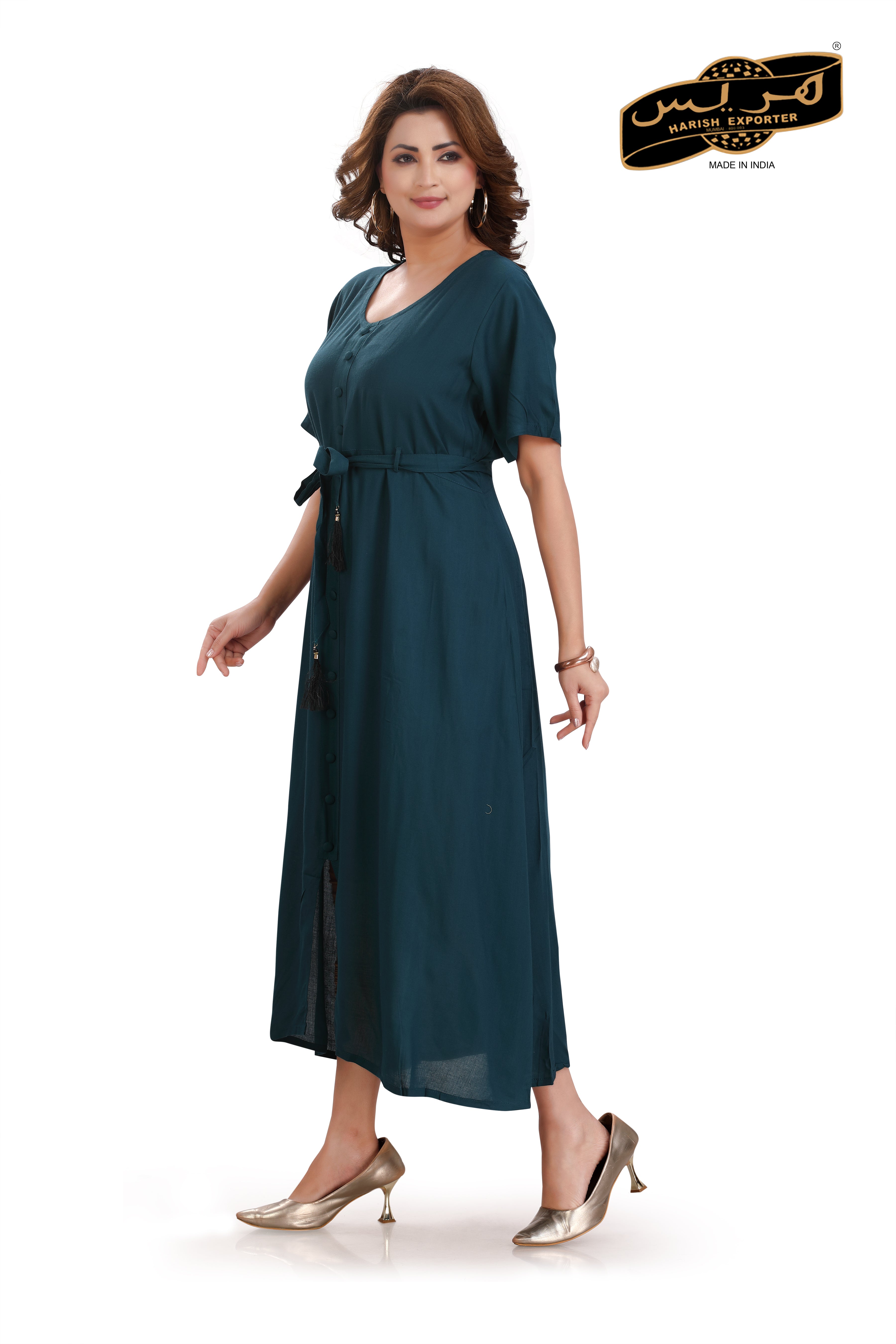 Plain Solid Rayon Flare Midi Dress - Elegant & Comfortable MF-02-DP