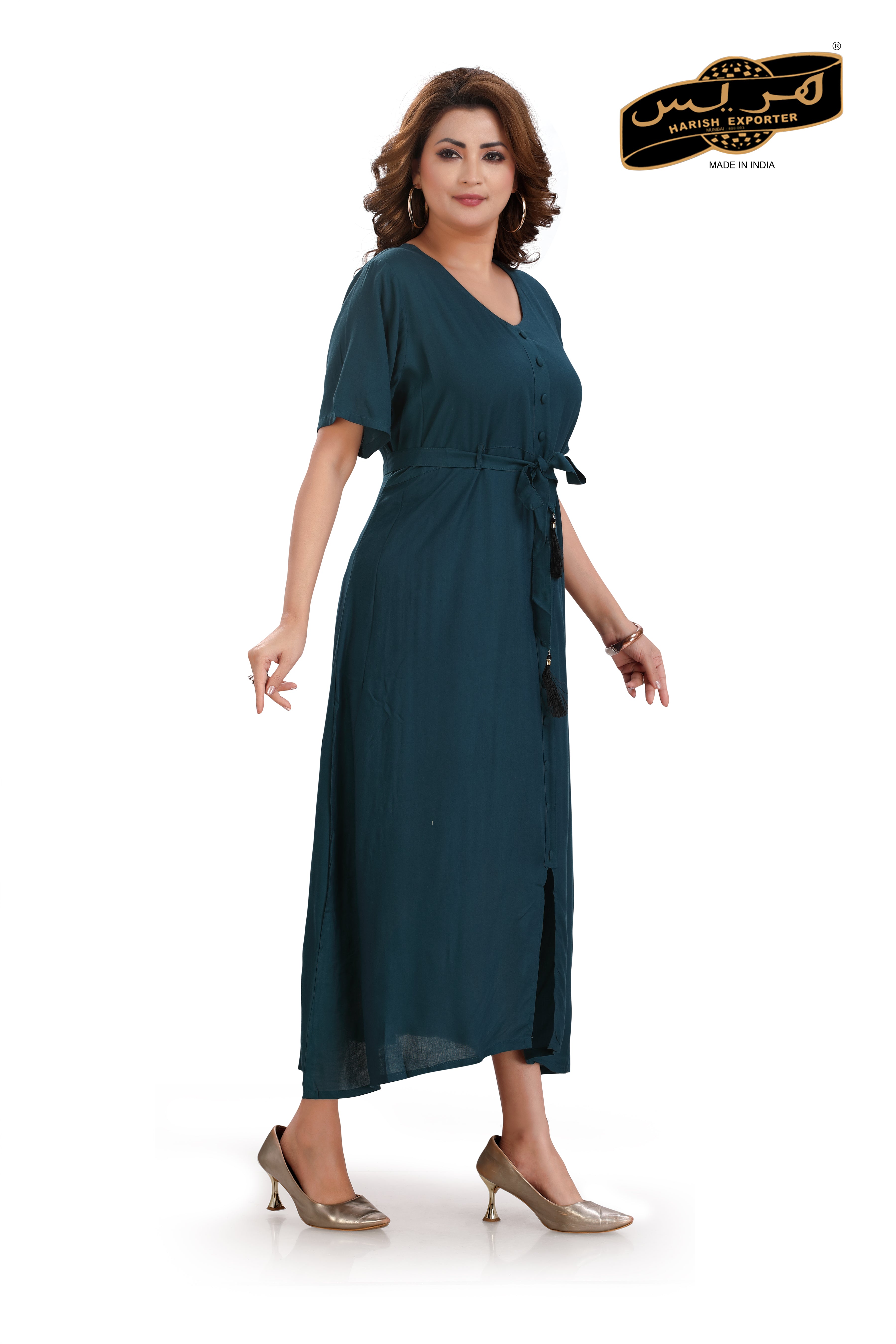 Plain Solid Rayon Flare Midi Dress - Elegant & Comfortable MF-02-DP