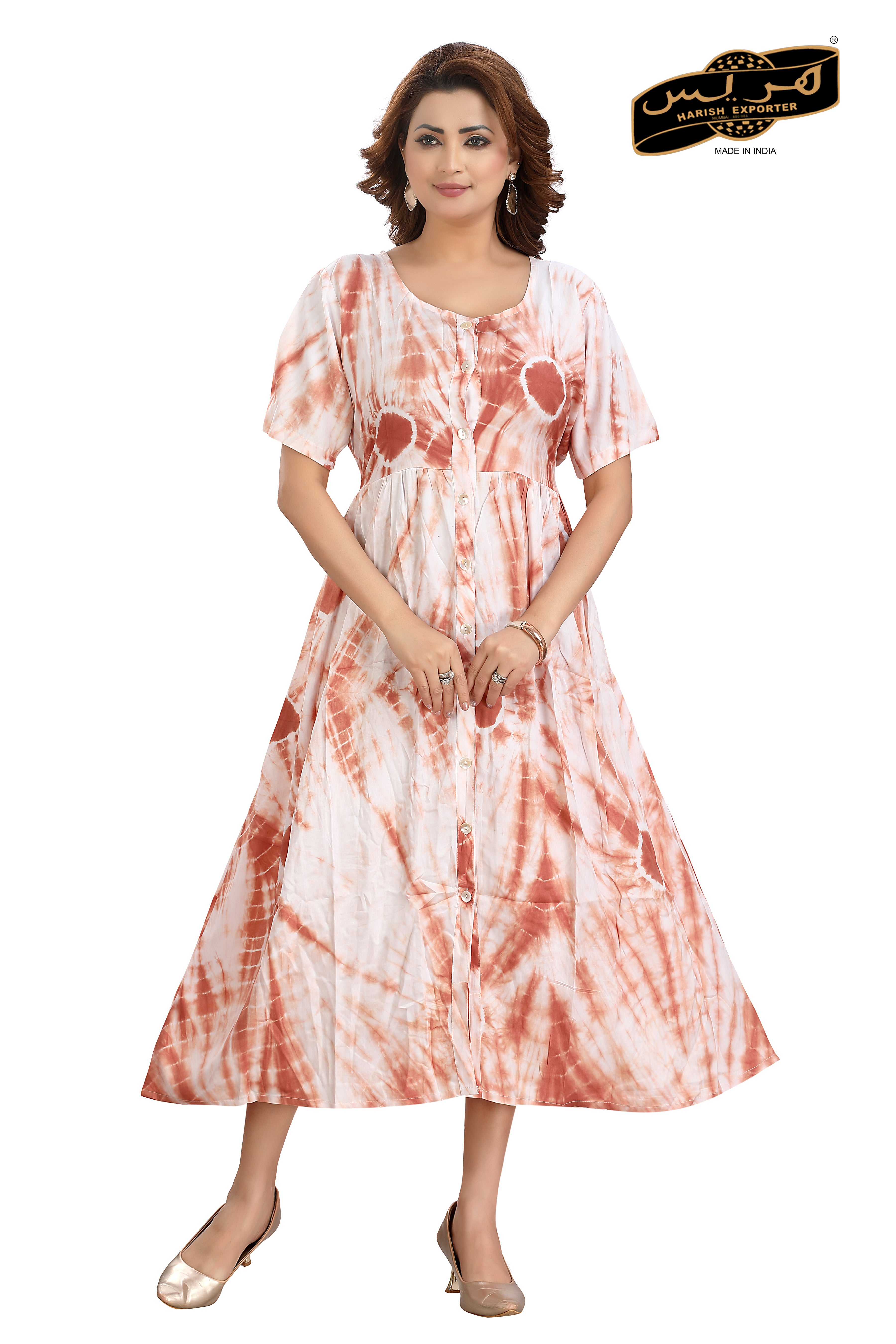 Stylish Rayon Printed Midi Dress - Comfortable & Chic MF-1171