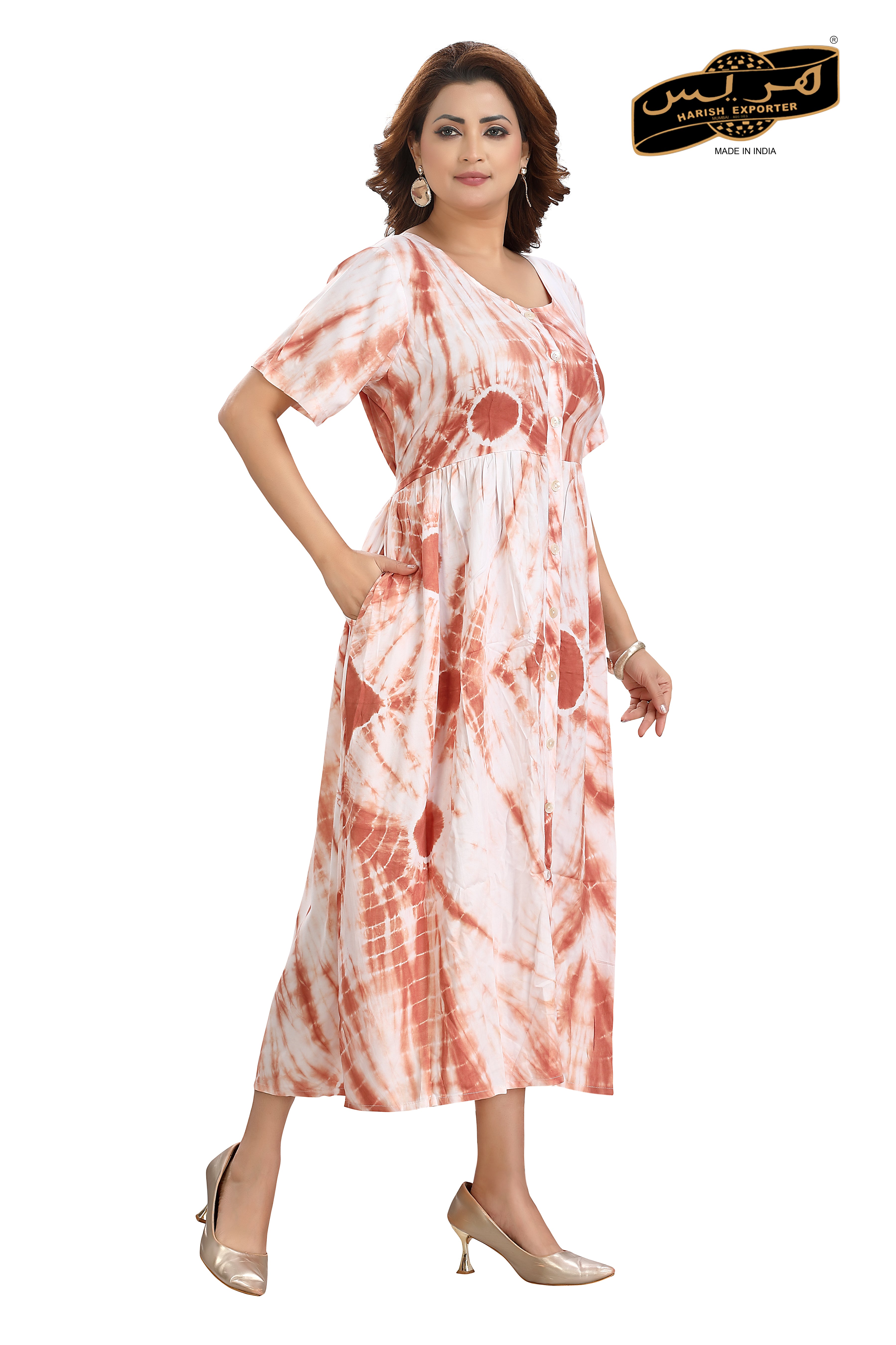 Stylish Rayon Printed Midi Dress - Comfortable & Chic MF-1171