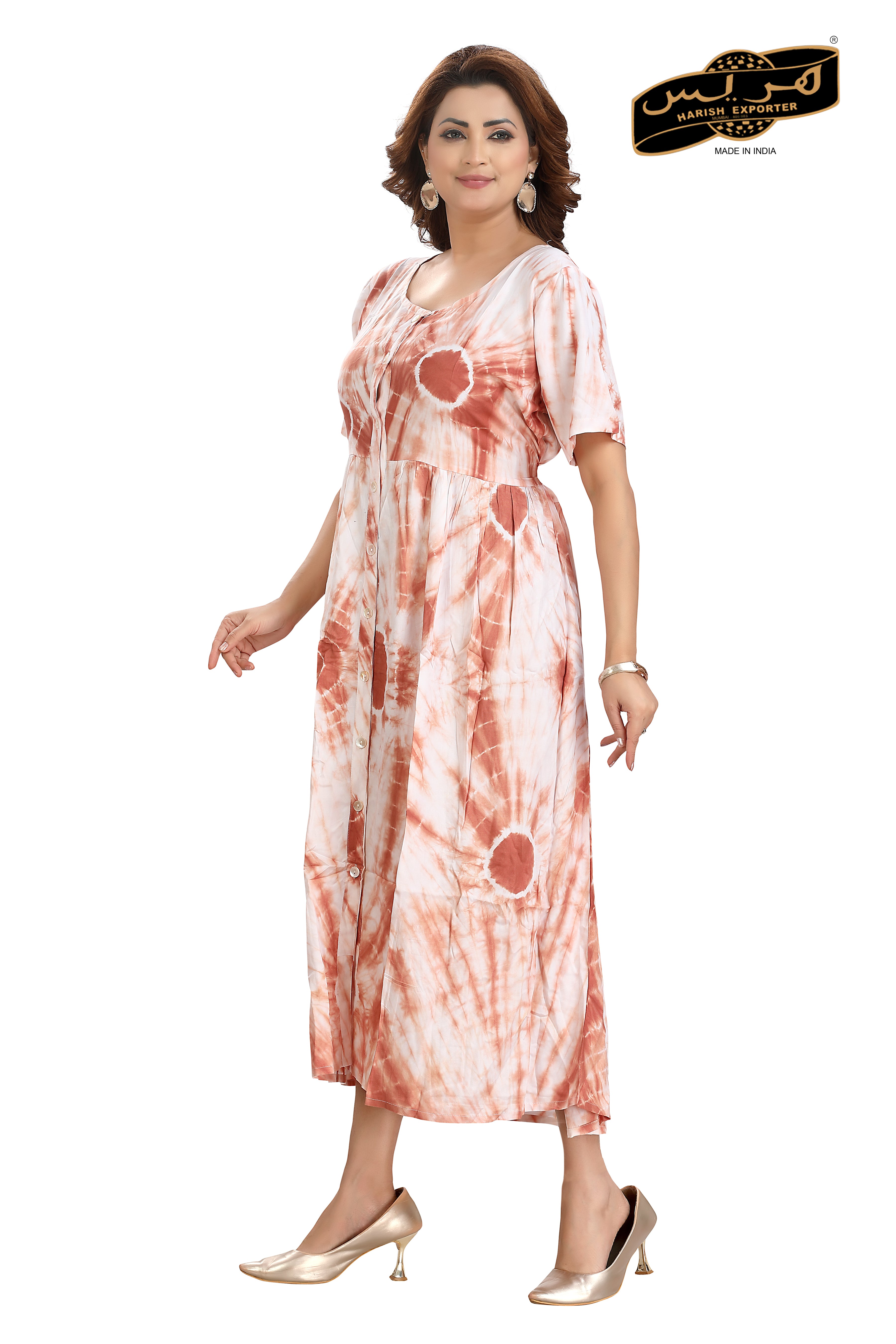 Stylish Rayon Printed Midi Dress - Comfortable & Chic MF-1171
