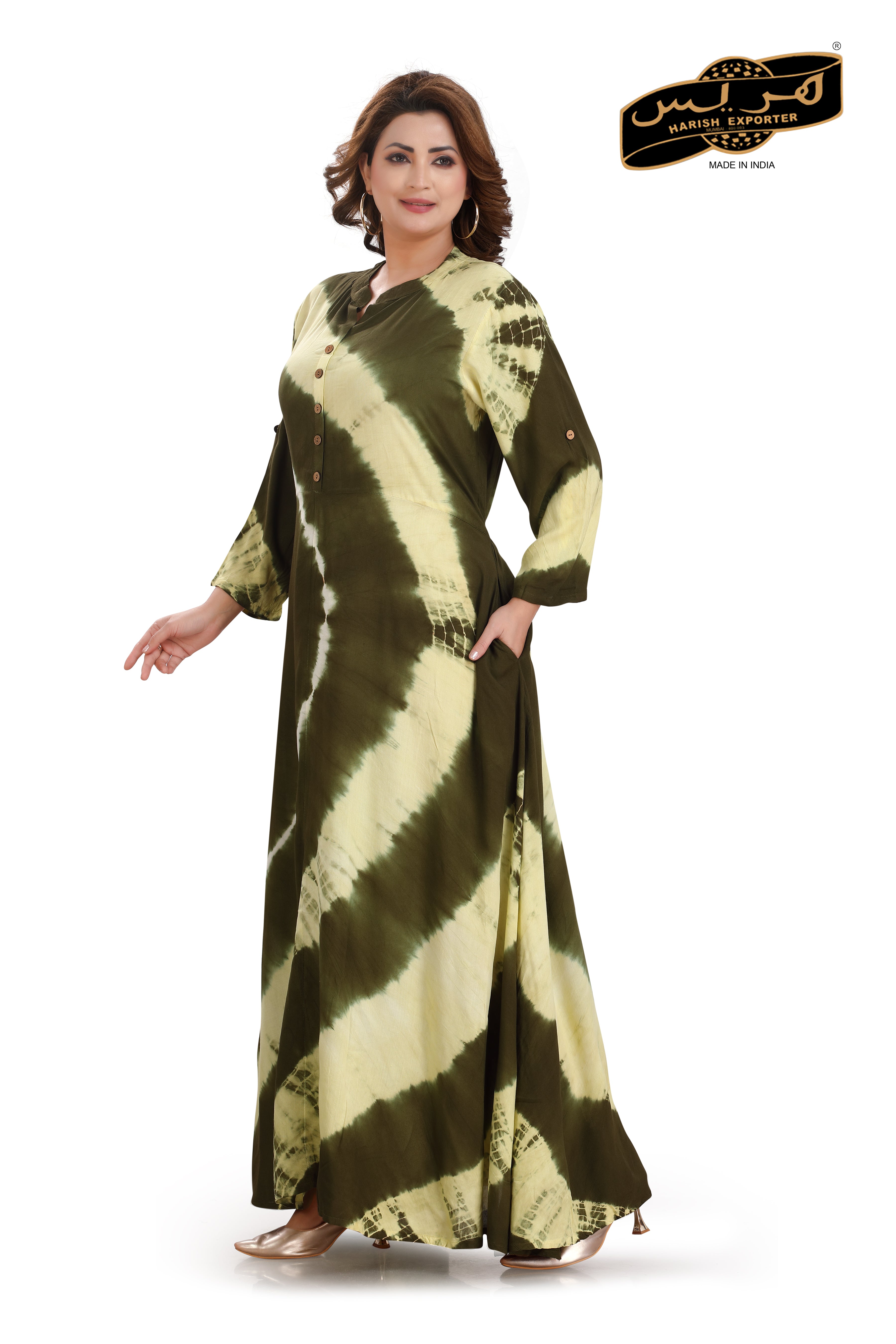 Elegant Tie & Dye Rayon Printed Gown with Dupatta MF_1240