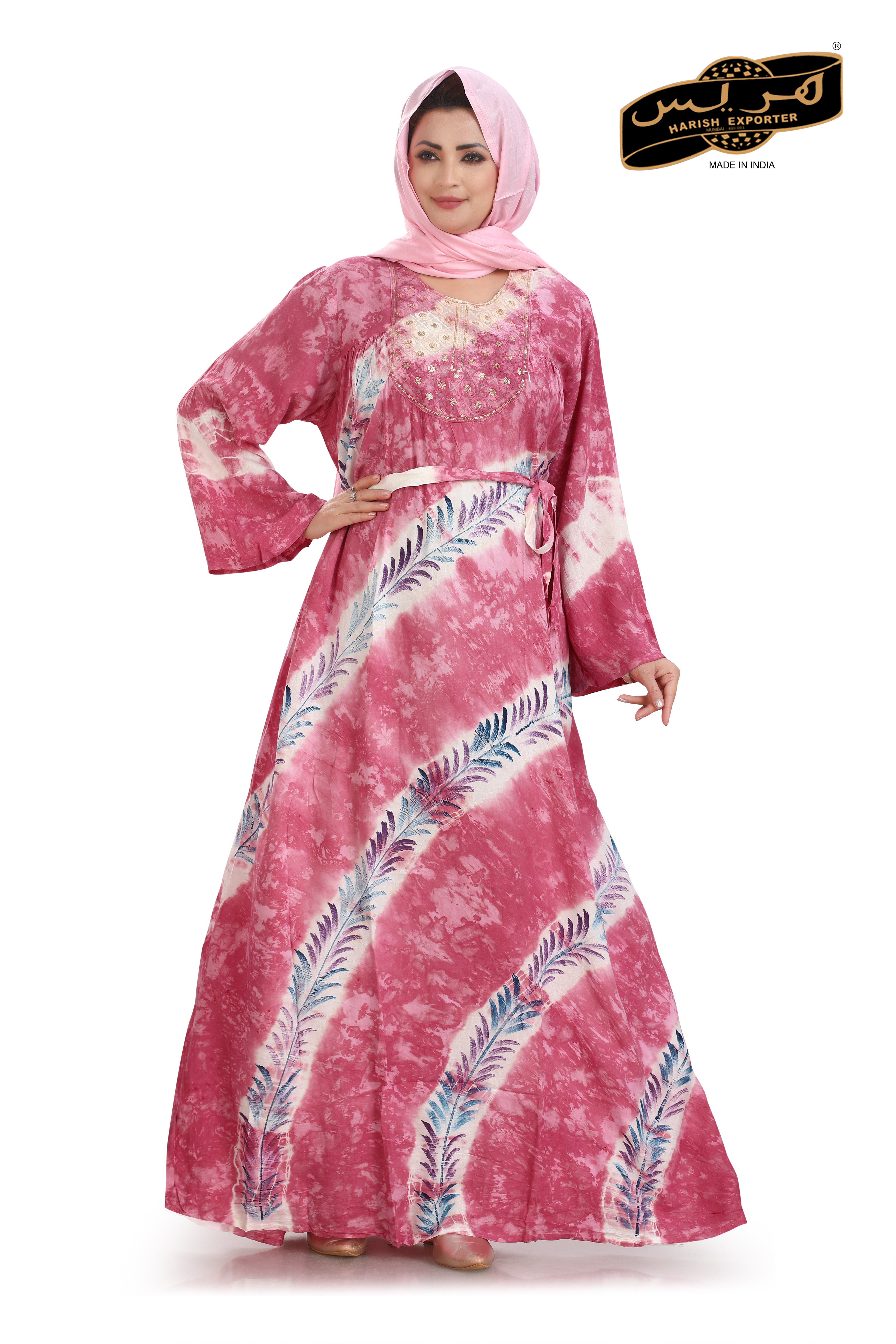Elegant Rayon Long Pink Kaftan - Comfortable & Stylish MF-2227