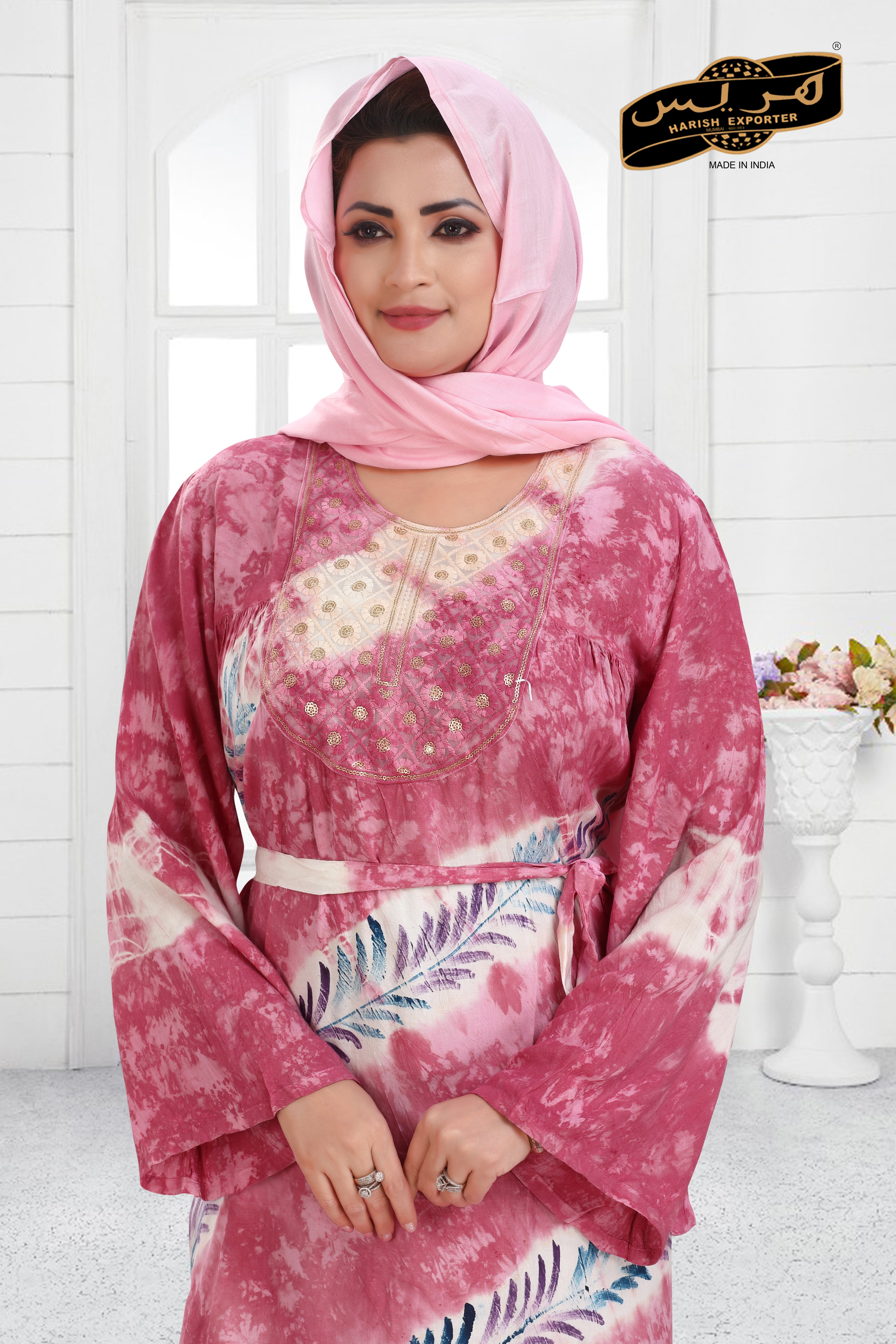 Elegant Rayon Long Pink Kaftan - Comfortable & Stylish MF-2227