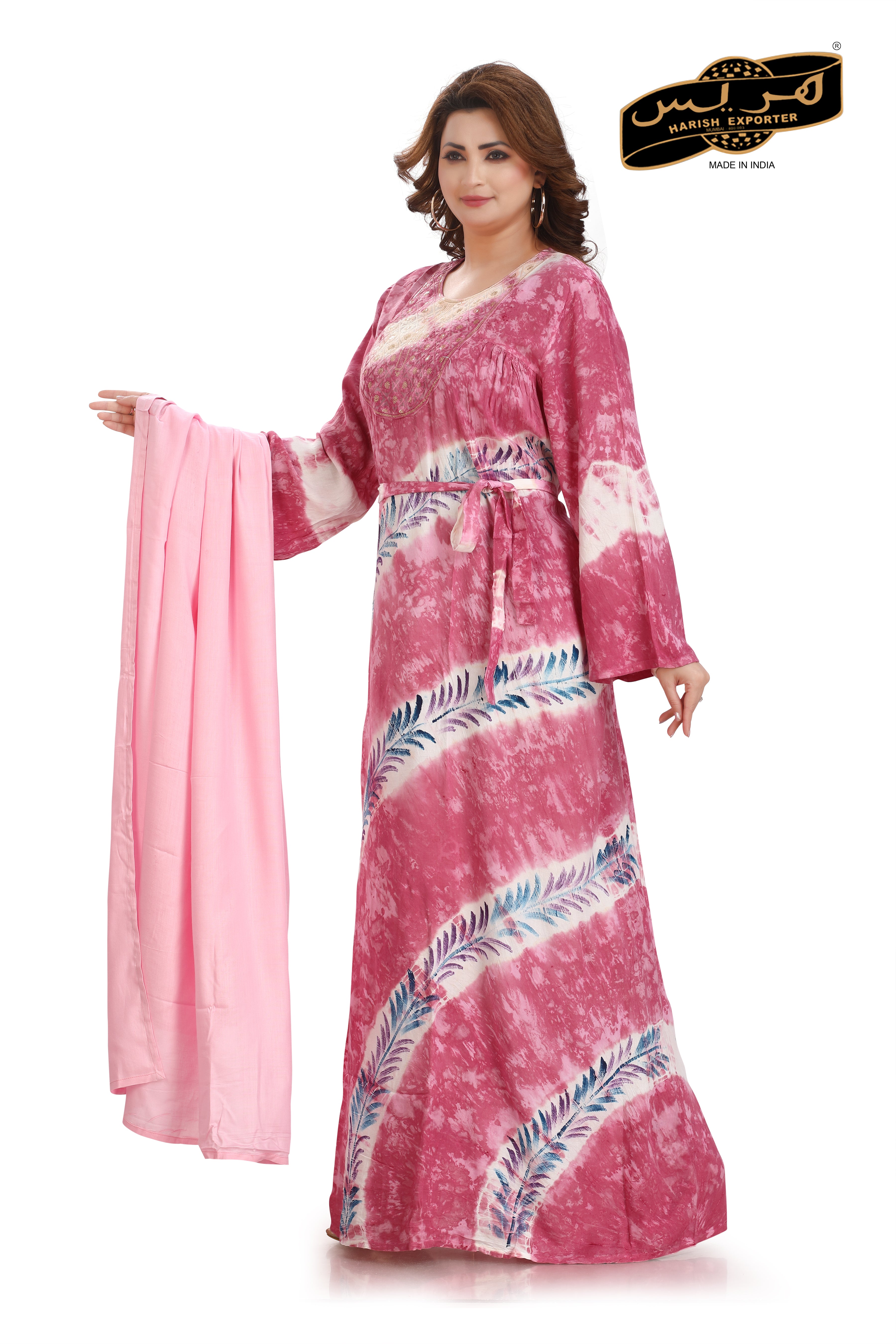Elegant Rayon Long Pink Kaftan - Comfortable & Stylish MF-2227