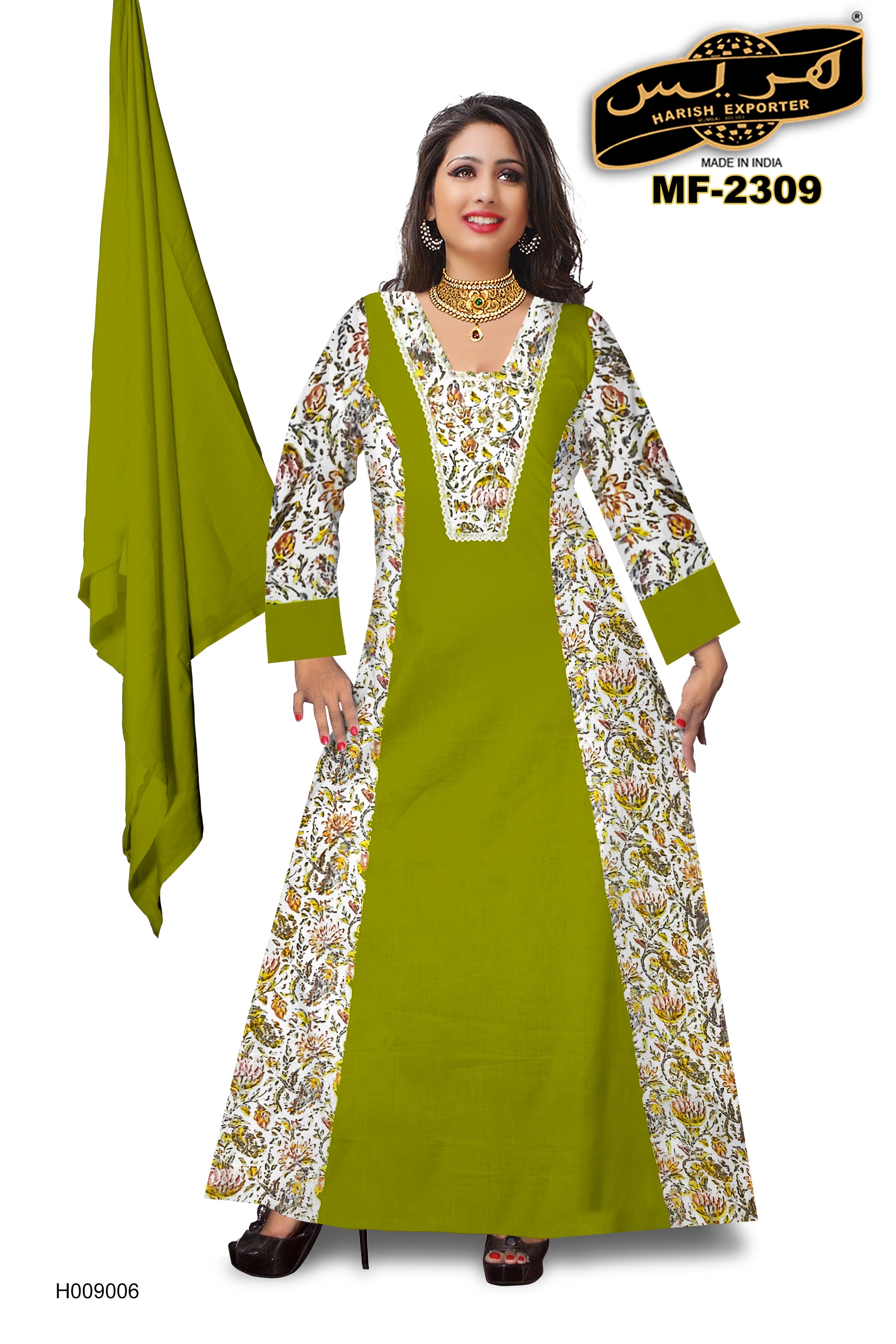 Rayon Dark Green Embroidered Gown – Elegant & Exquisite MF-2309-H09006