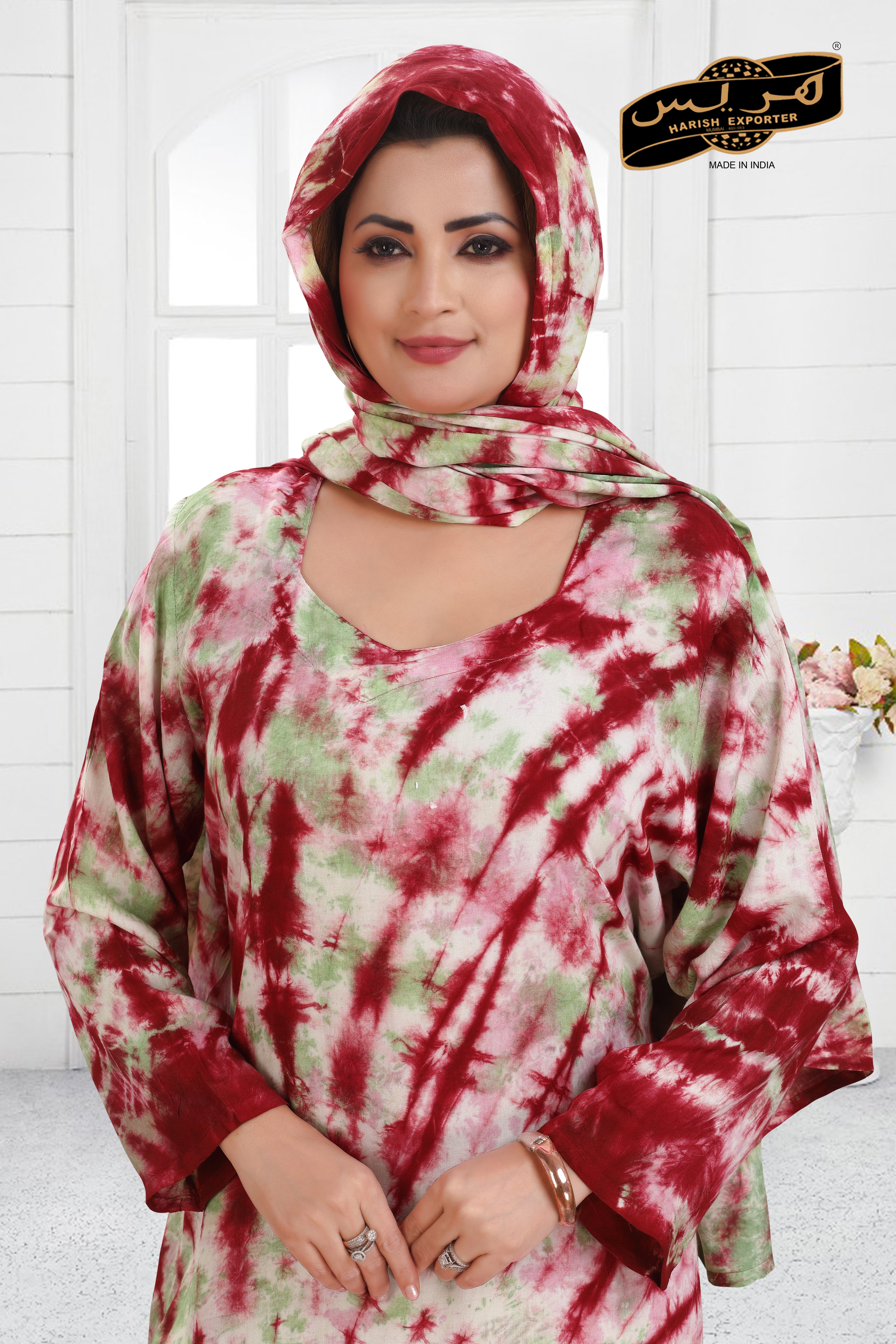 Trendy Tie-Dye Rayon Long Kaftan | Comfortable & Stylish MF-DP-01