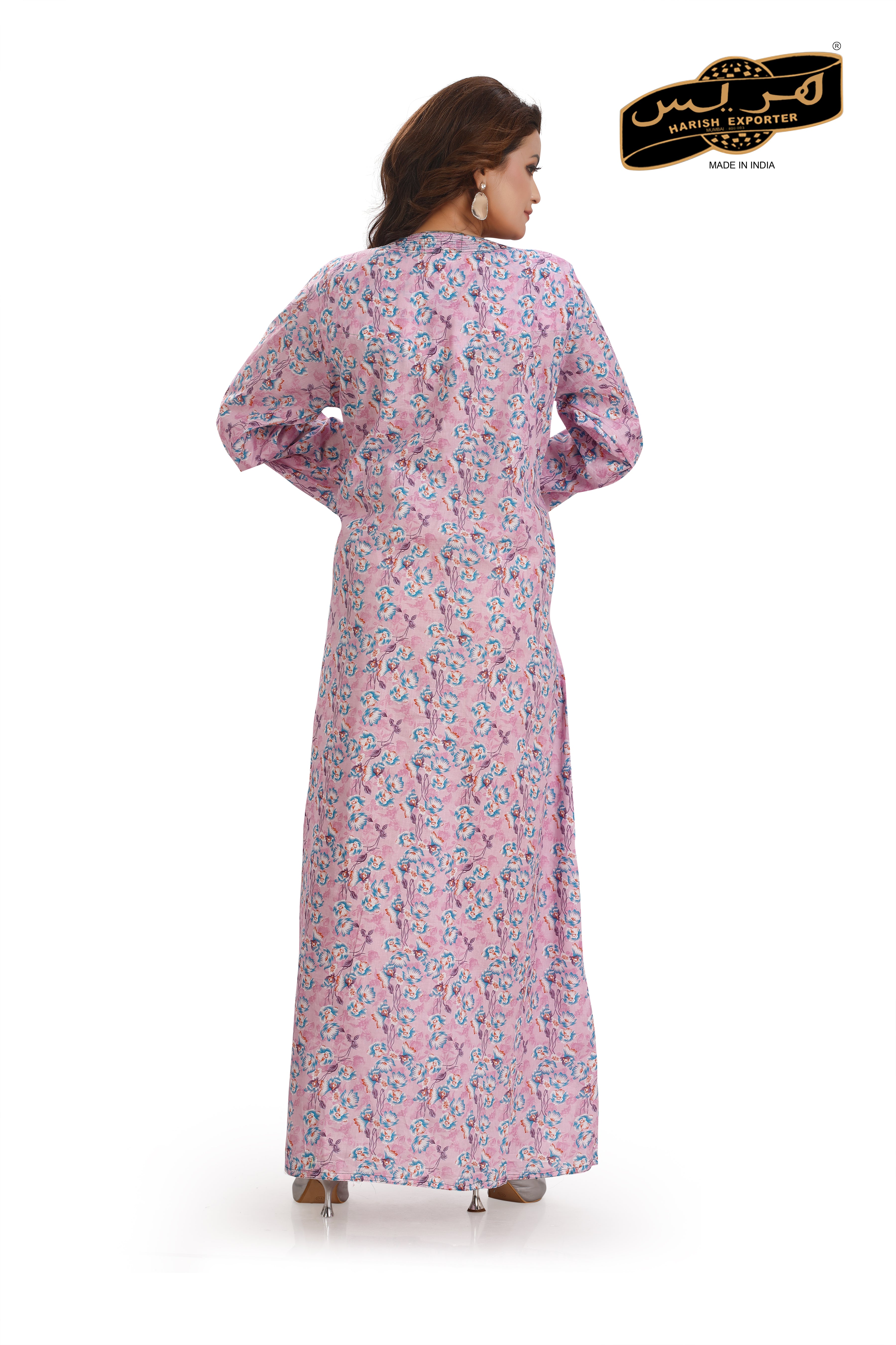 Full Sleeves Embroidered Liberty Nightgown - Cotton Ankle Length - PP-340
