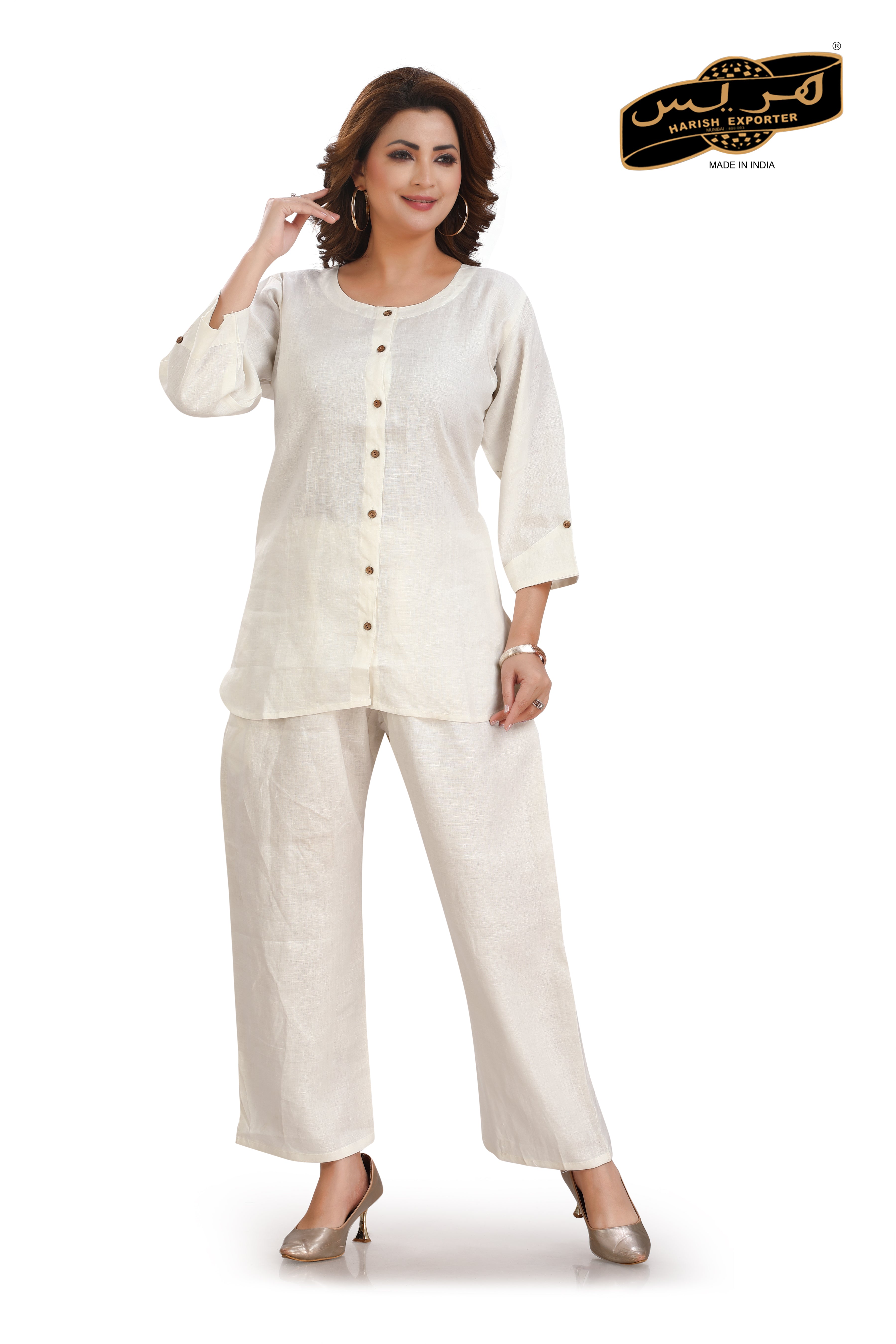 Cotton White Co-Ord Set - Stylish & Comfortable PS-FRONT