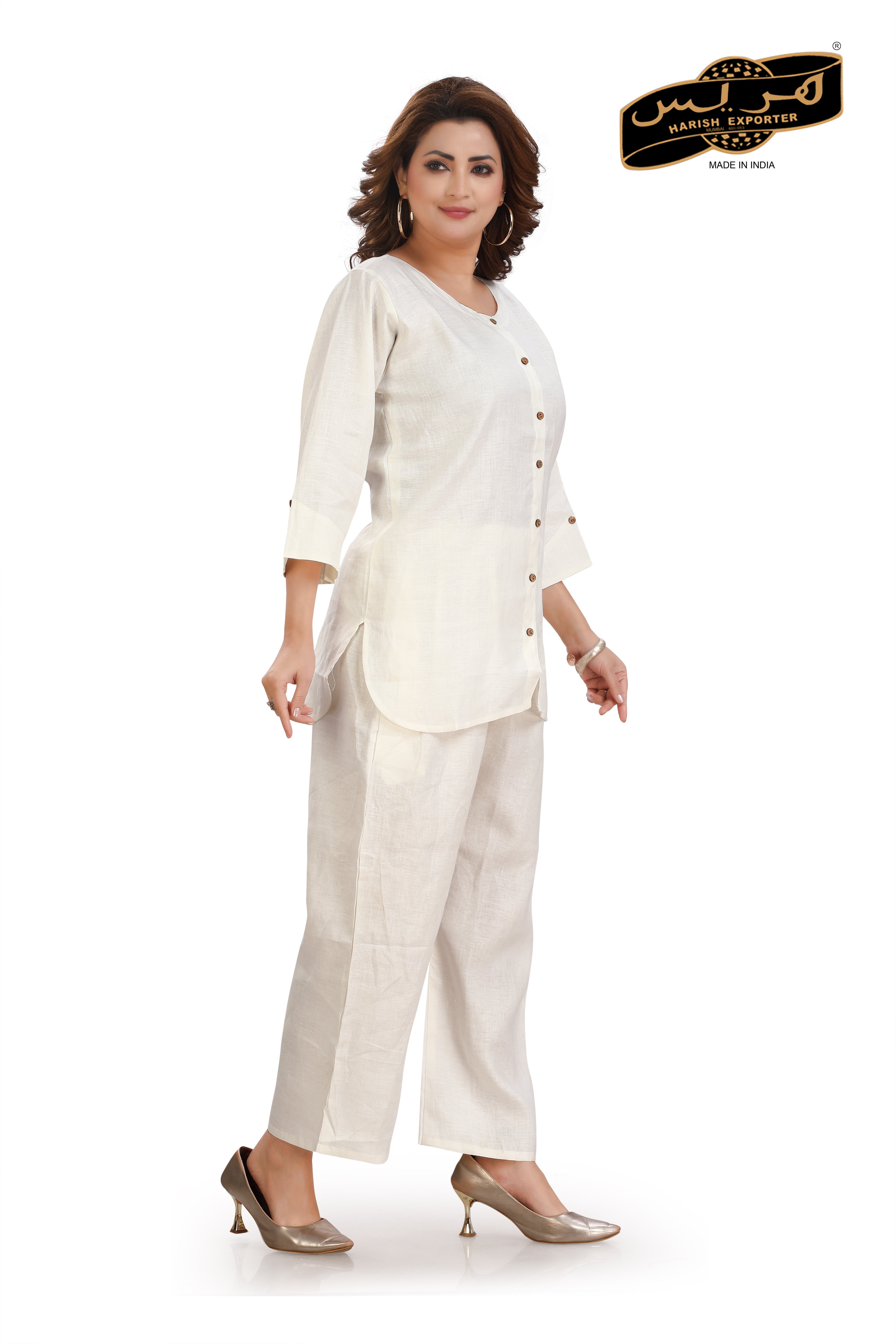 Cotton White Co-Ord Set - Stylish & Comfortable PS-FRONT