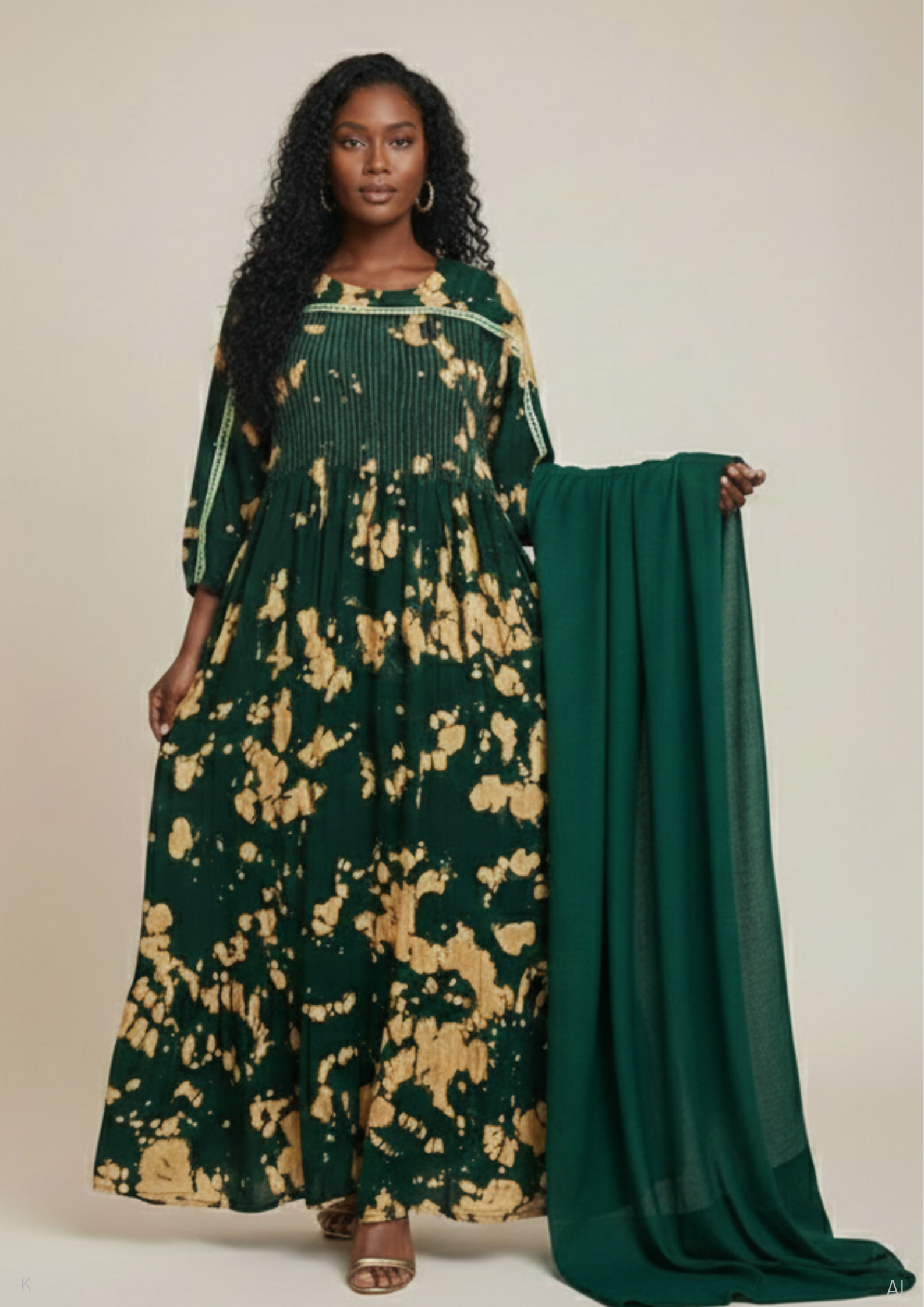Deep Green Rayon Kaftan MF-2468 DP