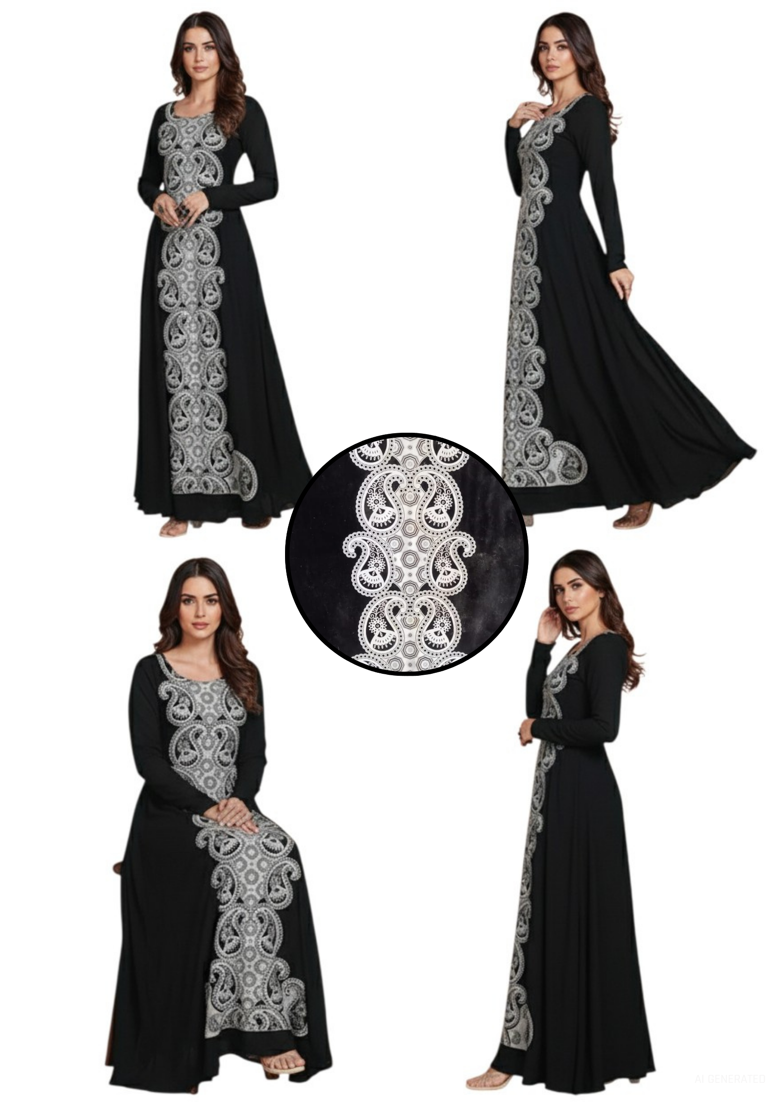 Black & White Stylish Printed Cotton Fabric With Dupatta