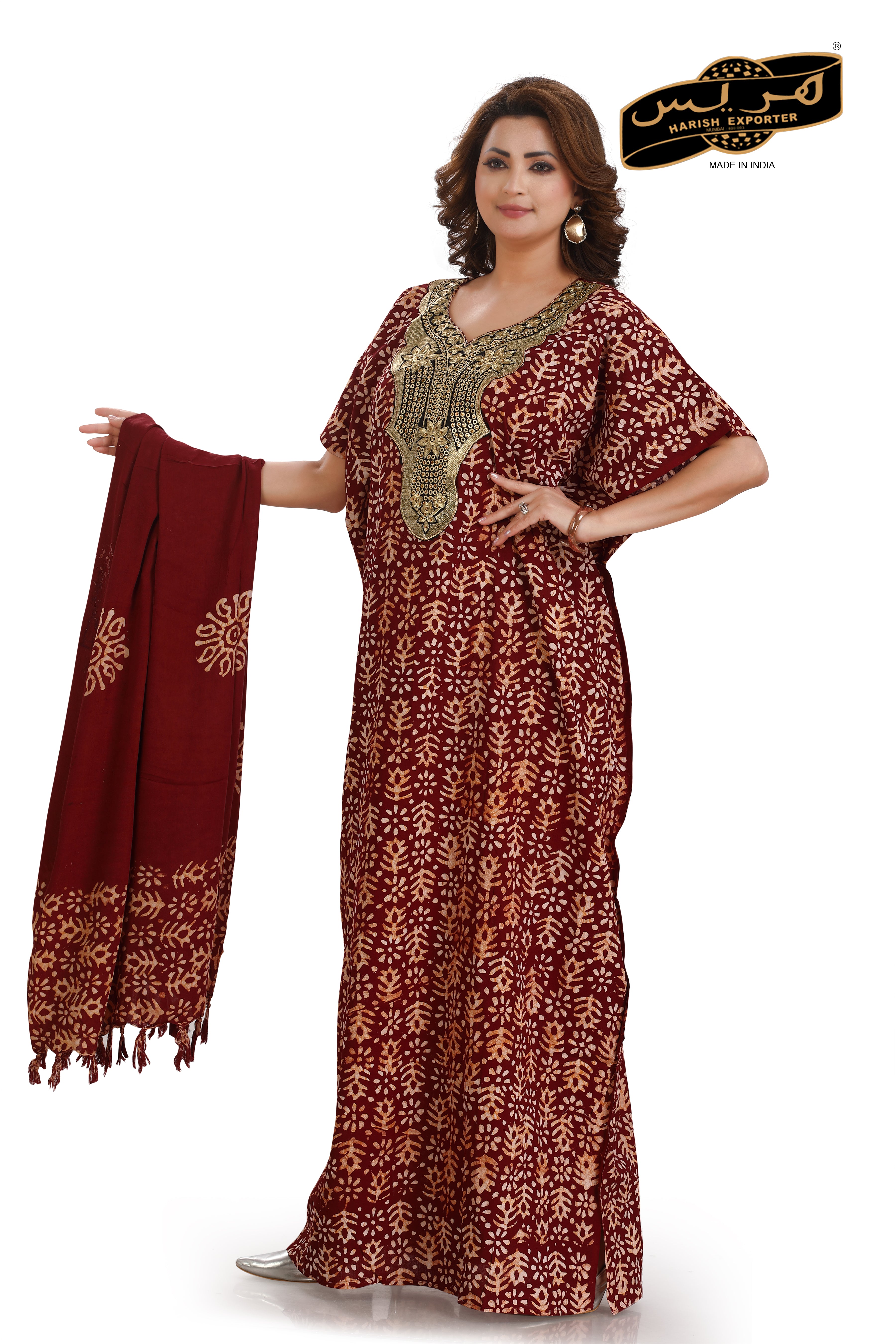 Red Rayon Printed Kaftan - Vibrant & Stylish