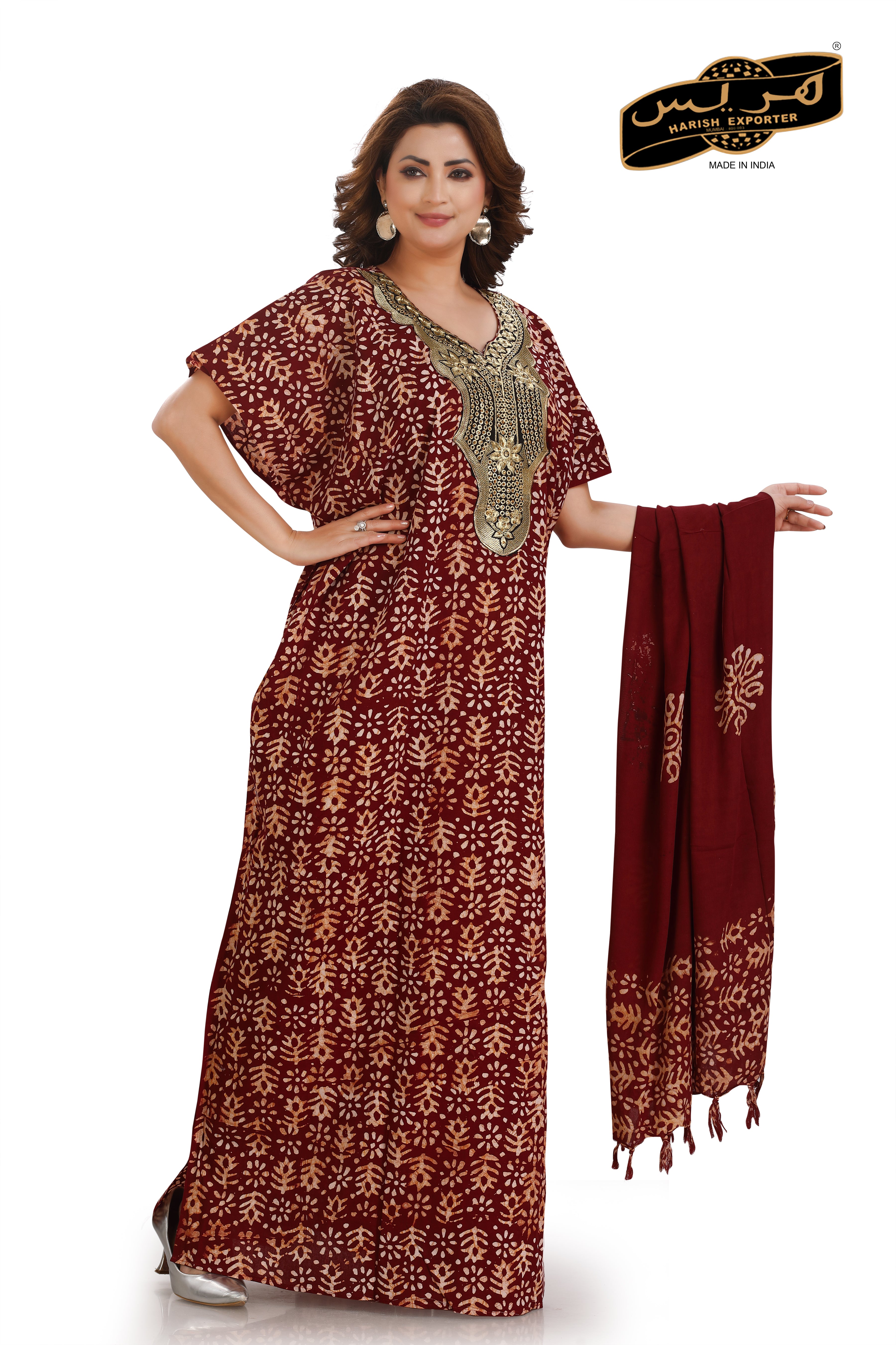 Red Rayon Printed Kaftan - Vibrant & Stylish