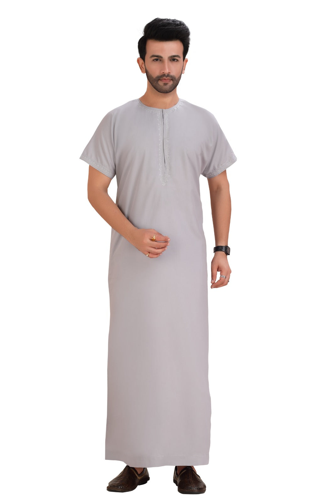 Men's Kandora / Men’s Jabba Grey Polyester – Stylish, Comfortable, and Versatile Traditional Wear