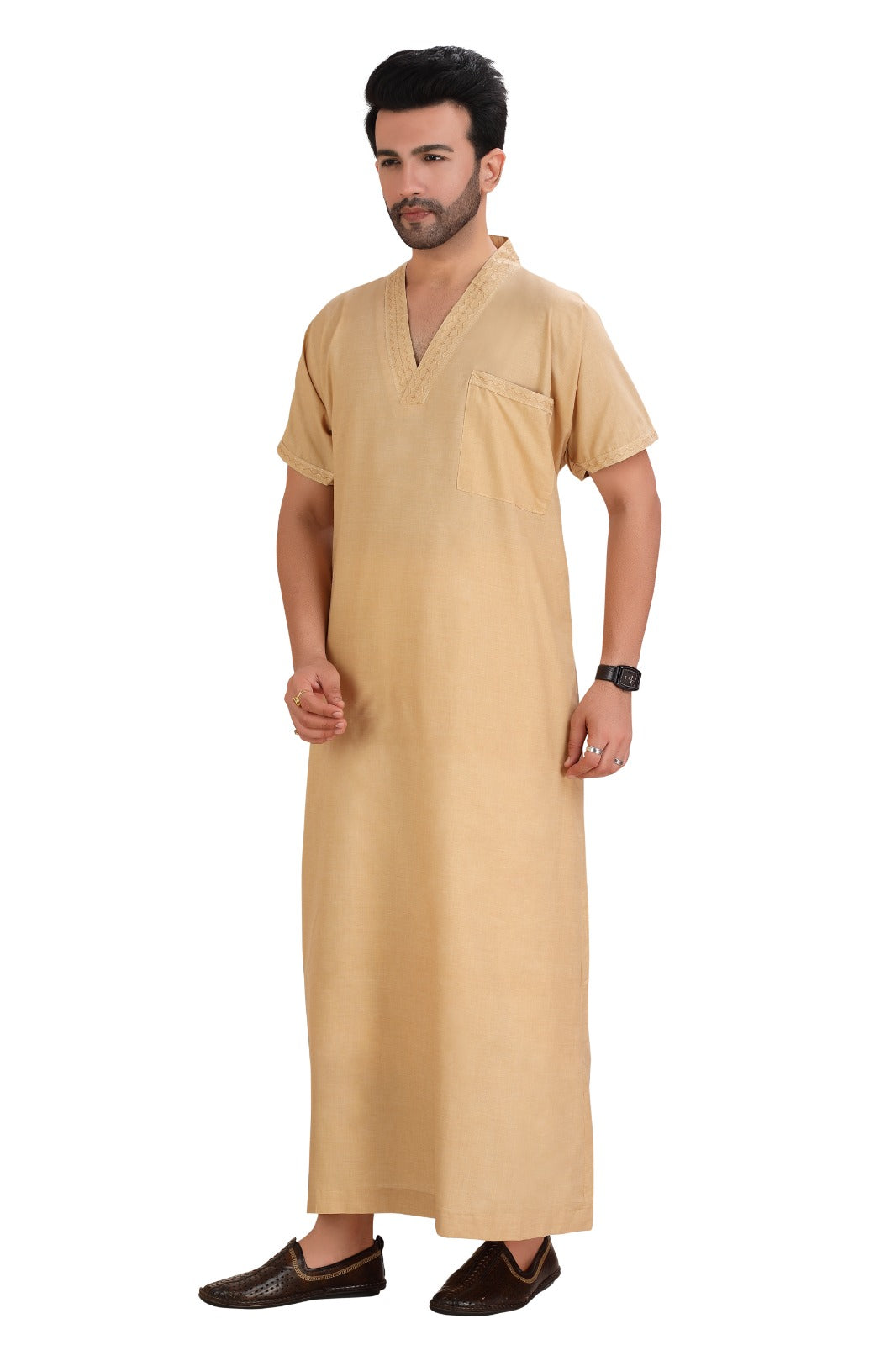 Dark Peach Men’s Kandora / Men’s Jabba – Premium Polyester-Viscose RMG Traditional Wear for Men